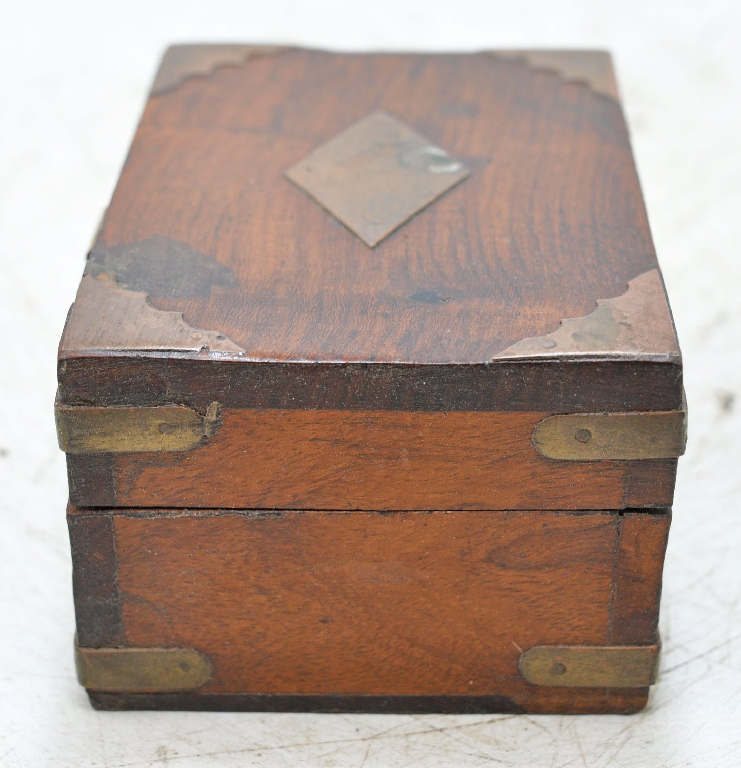 Vintage Wooden Small Storage Box Original Old Hand Crafted Brass Fitted