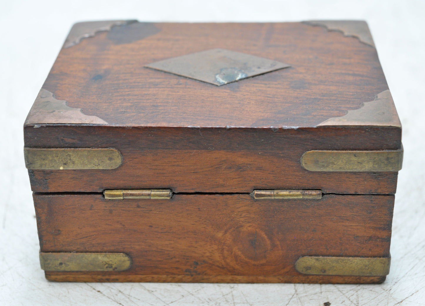 Vintage Wooden Small Storage Box Original Old Hand Crafted Brass Fitted