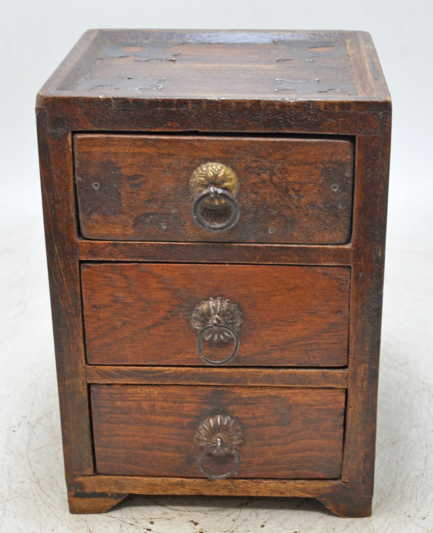 Vintage Wooden Small 3 Drawers Storage Box Original Old Hand Crafted