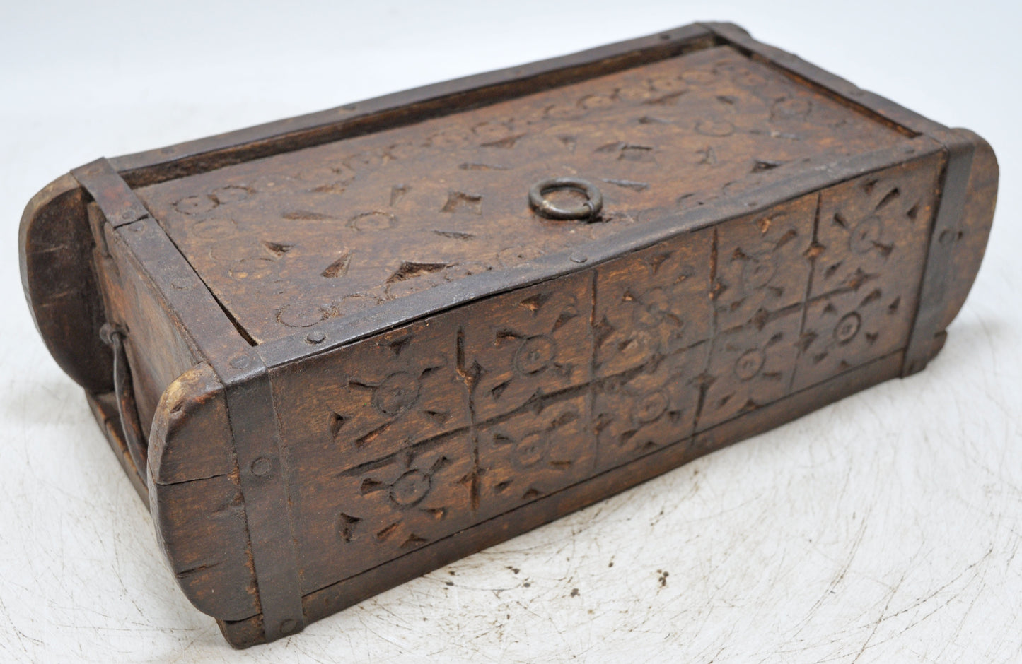 Vintage Wooden Brick Mould Storage Box Original Old Hand Crafted Carved