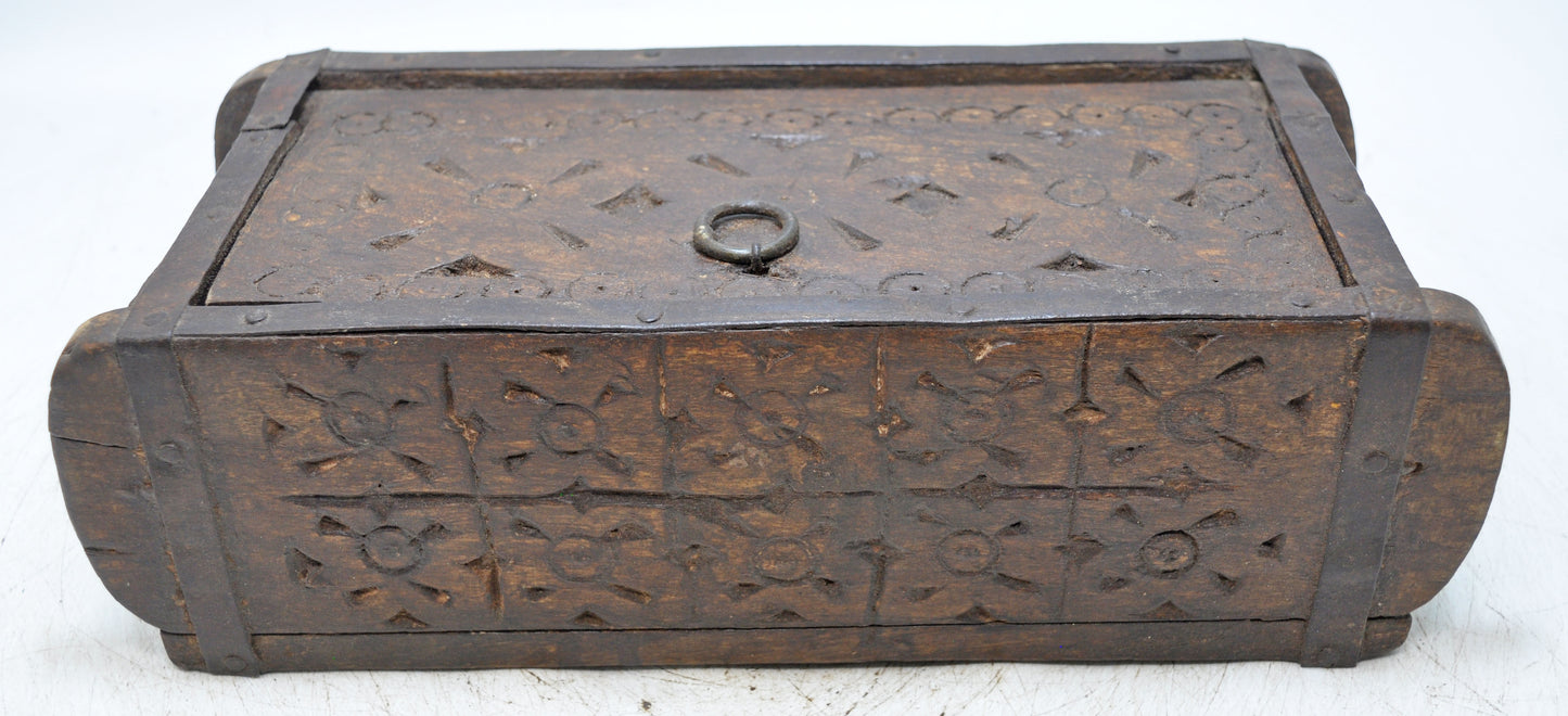 Vintage Wooden Brick Mould Storage Box Original Old Hand Crafted Carved