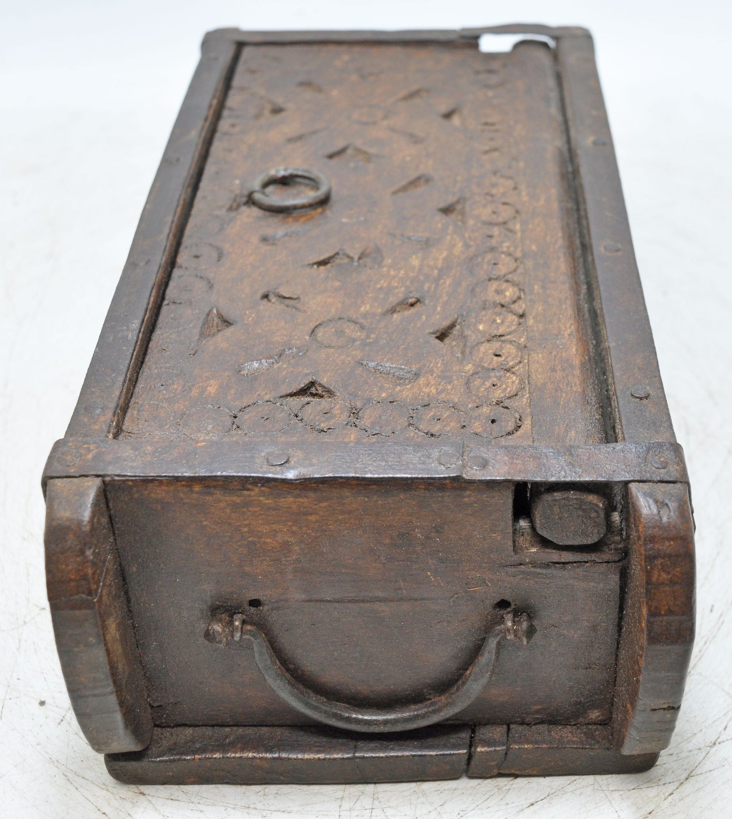 Vintage Wooden Brick Mould Storage Box Original Old Hand Crafted Carved