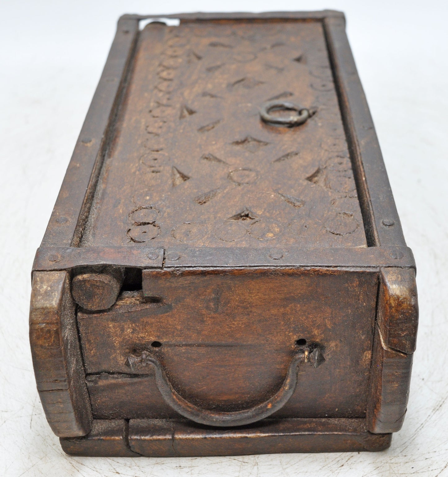 Vintage Wooden Brick Mould Storage Box Original Old Hand Crafted Carved