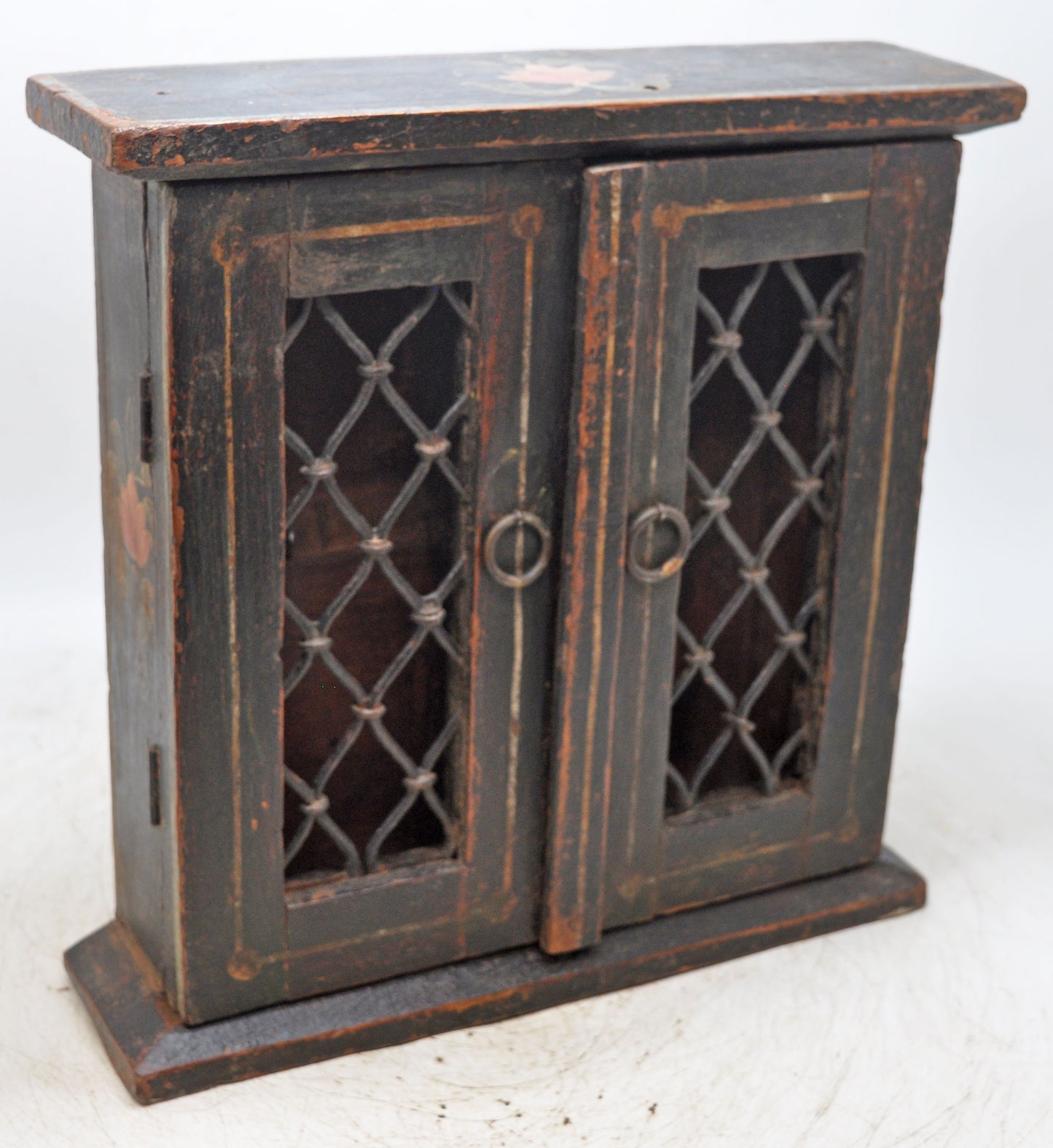 Vintage Wooden Wall Hanging Small Cabinet Box Original Old Hand Crafted Painted