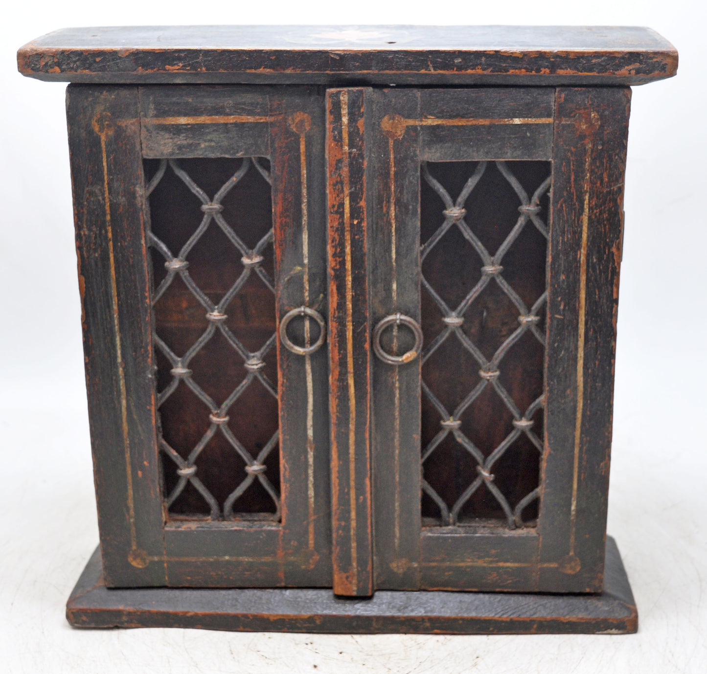 Vintage Wooden Wall Hanging Small Cabinet Box Original Old Hand Crafted Painted