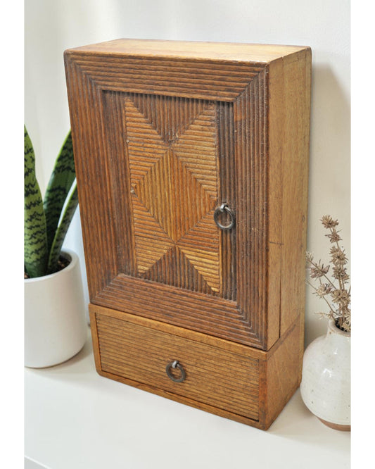 Vintage Wooden Wall Hanging Storage Cabinet Box Original Old Hand Crafted