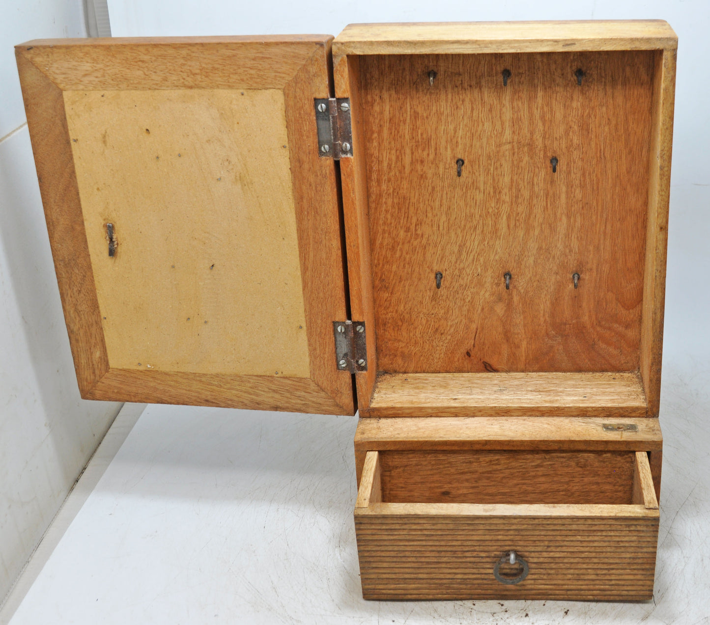 Vintage Wooden Wall Hanging Storage Cabinet Box Original Old Hand Crafted