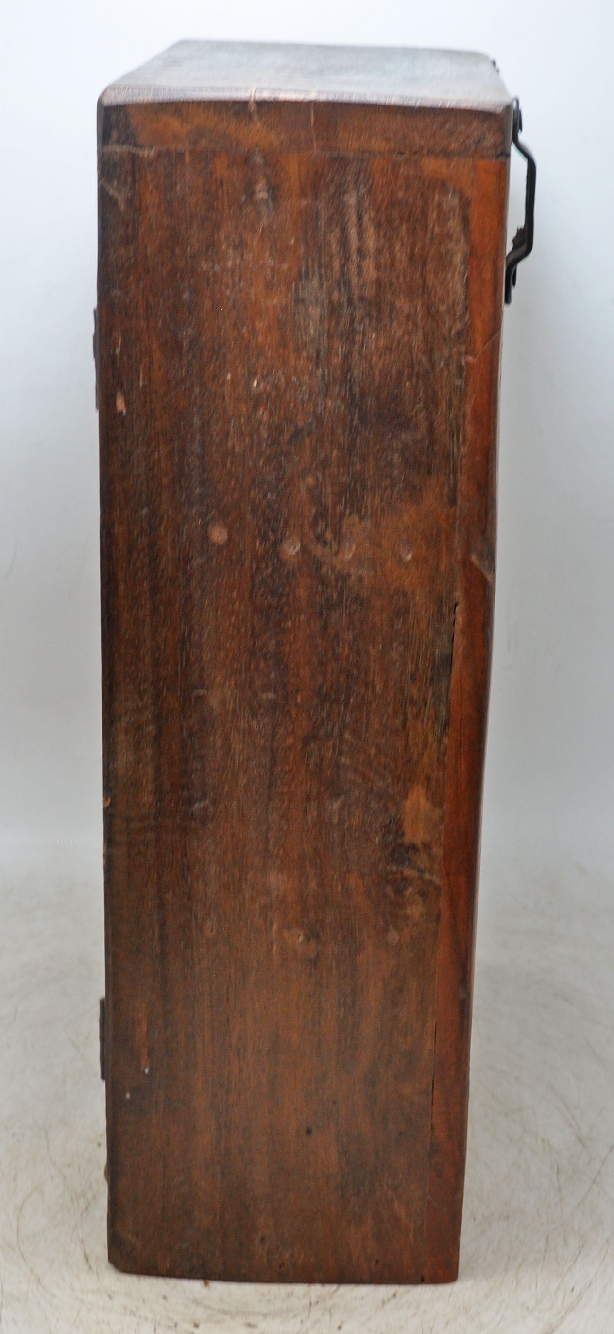 Vintage Wooden Wall Hanging Storage Cabinet Box Original Old Fine Brass Fitted