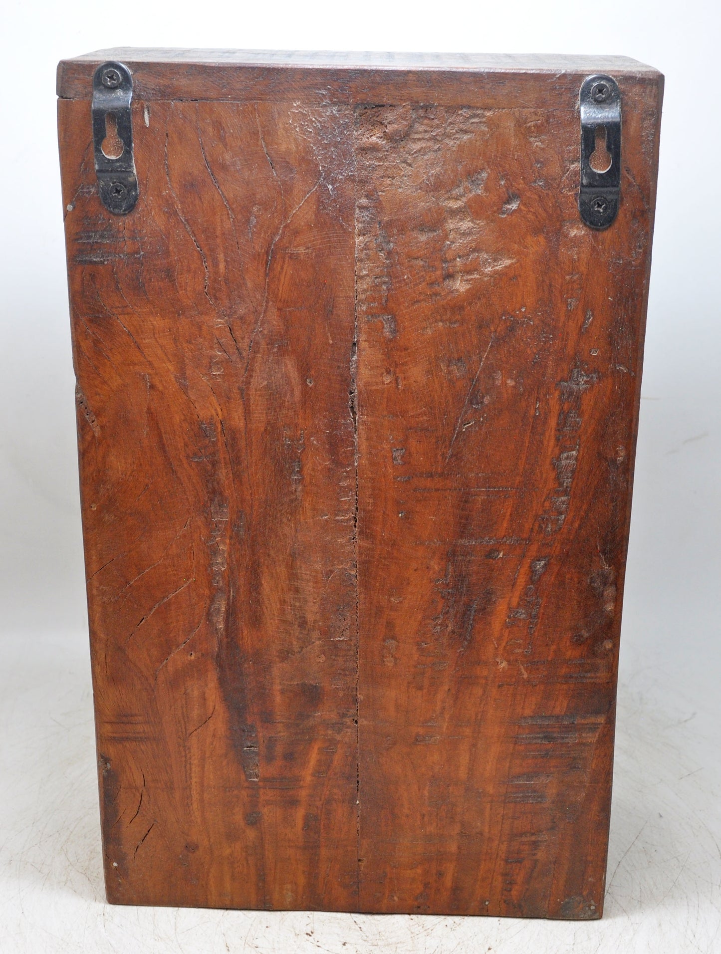 Vintage Wooden Wall Hanging Storage Cabinet Box Original Old Fine Brass Fitted