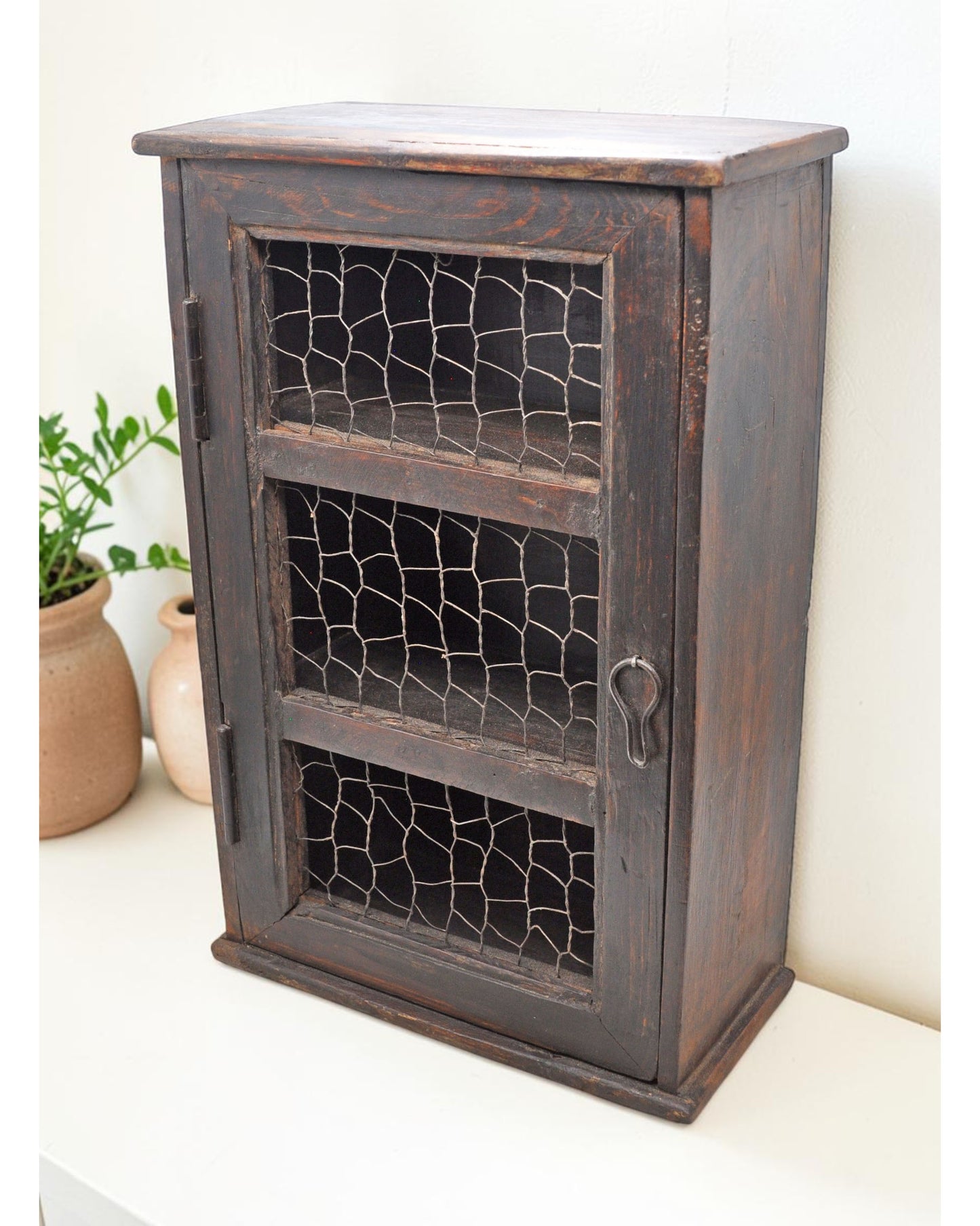 Vintage Wooden Wall Hanging Storage Cabinet Box Original Old Hand Crafted