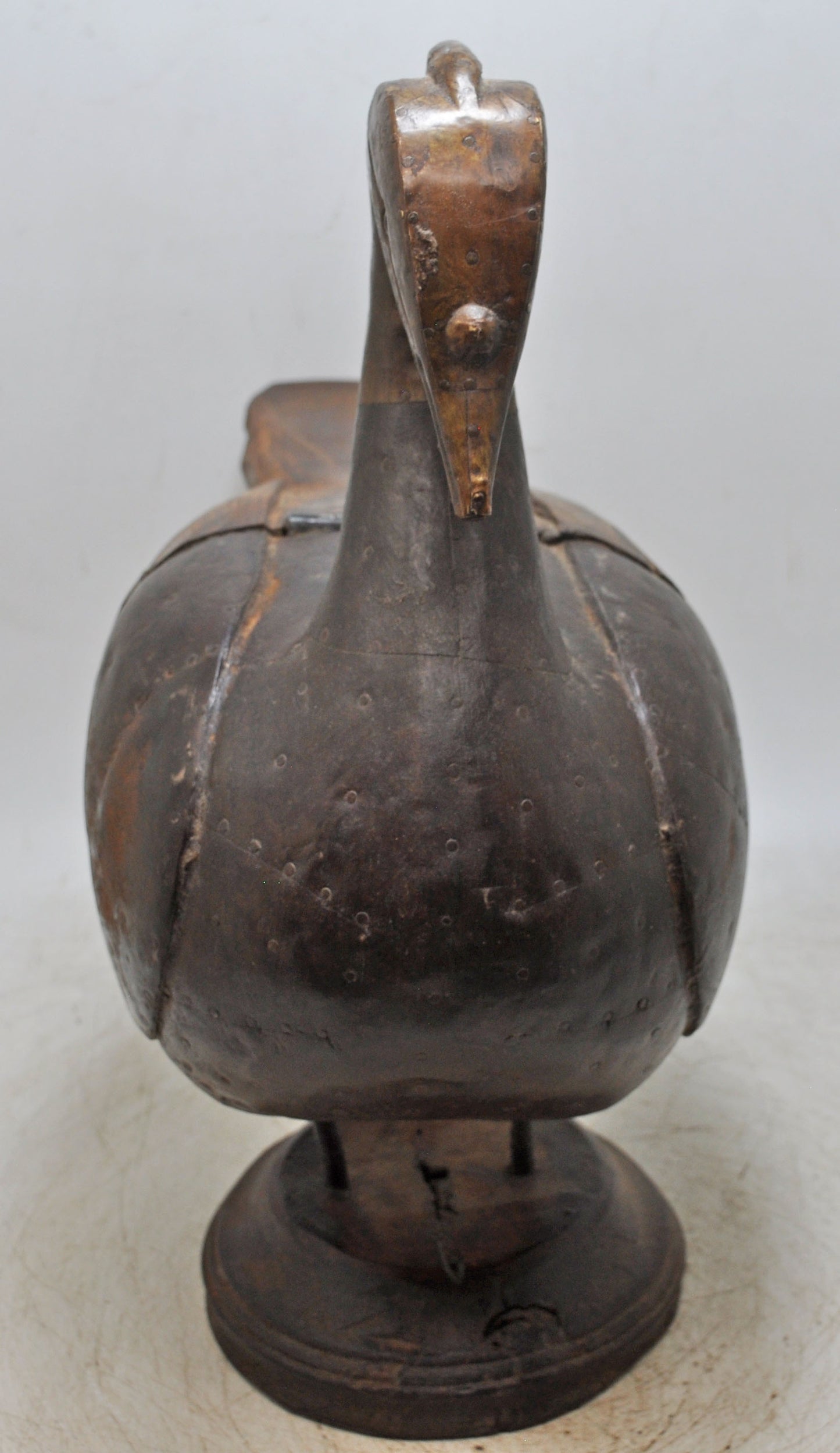 Antique Wooden Large Duck Swan Bird Figurine Box Original Old Fine Hand Carved