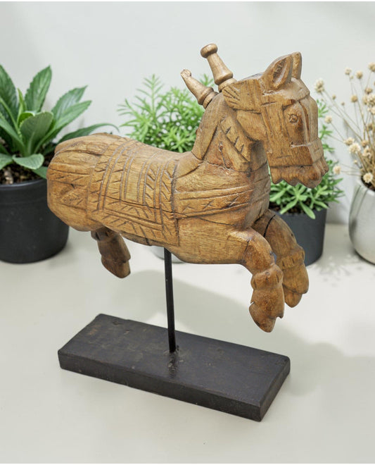 Antique Wooden Horse Figurine Original Old Fine Hand Carved