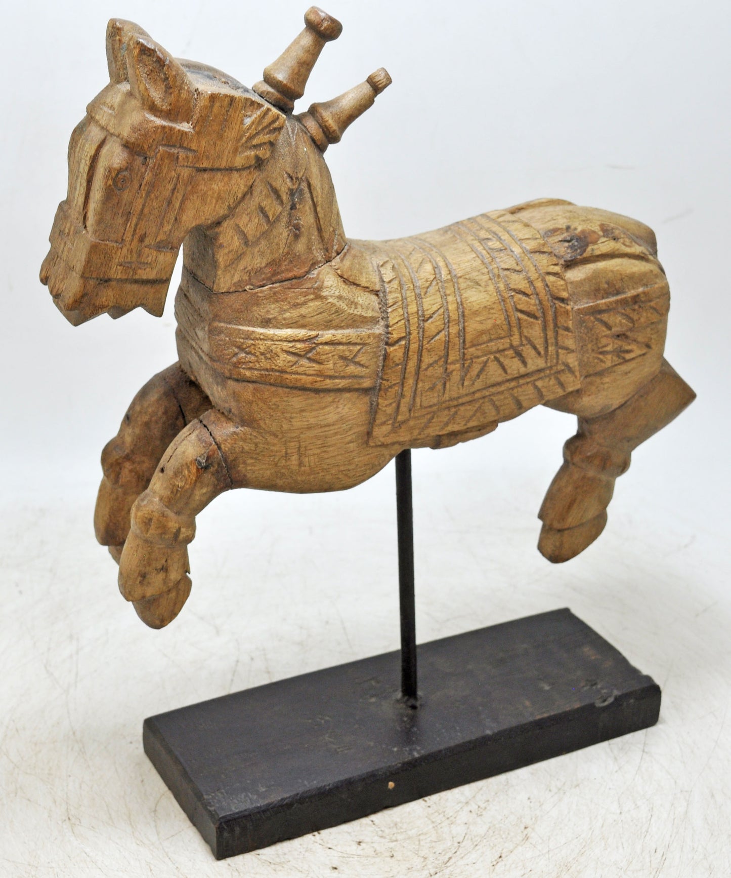 Antique Wooden Horse Figurine Original Old Fine Hand Carved