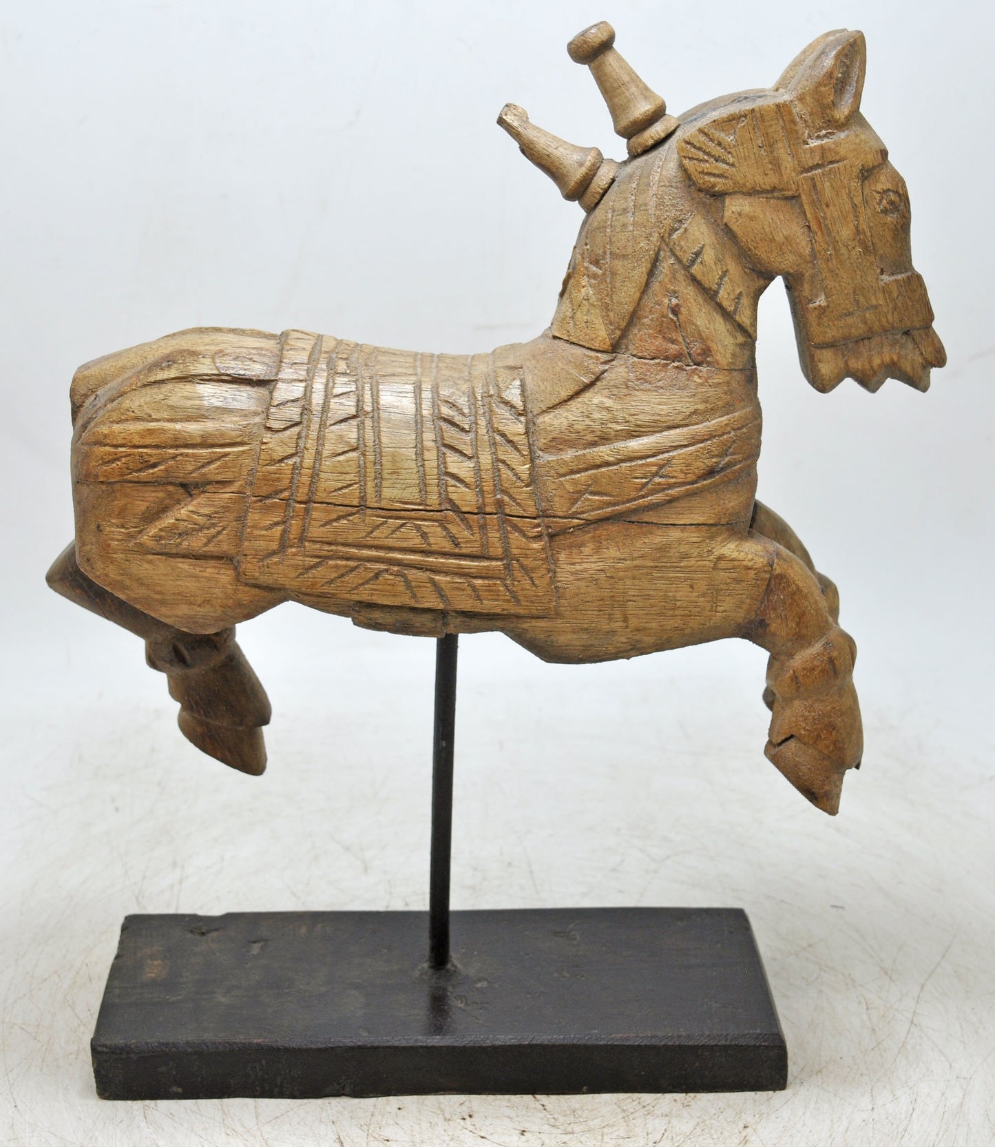 Antique Wooden Horse Figurine Original Old Fine Hand Carved