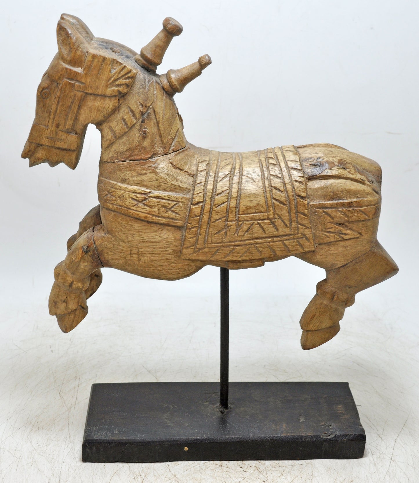Antique Wooden Horse Figurine Original Old Fine Hand Carved