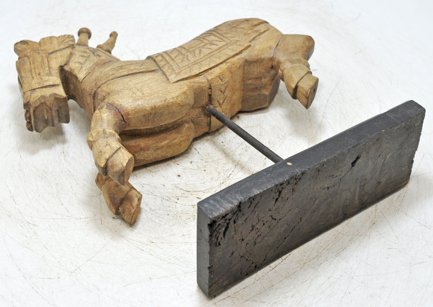 Antique Wooden Horse Figurine Original Old Fine Hand Carved