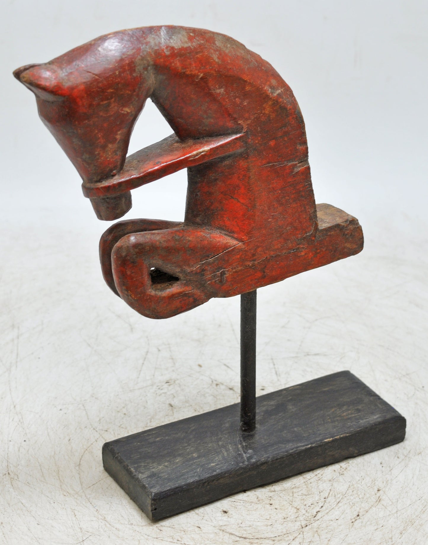 Antique Wooden Horse Head Figurine Original Old Hand Carved