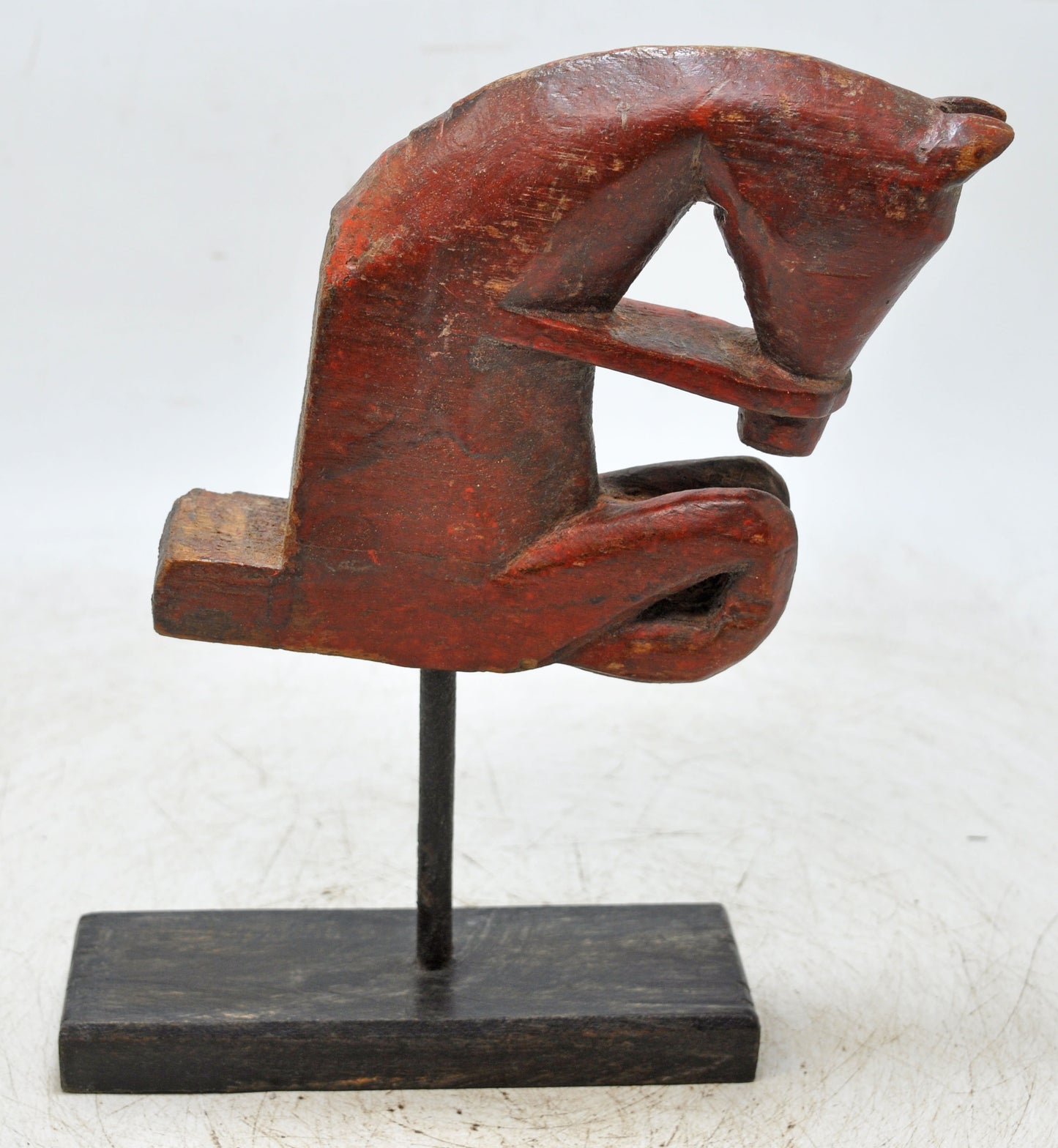 Antique Wooden Horse Head Figurine Original Old Hand Carved
