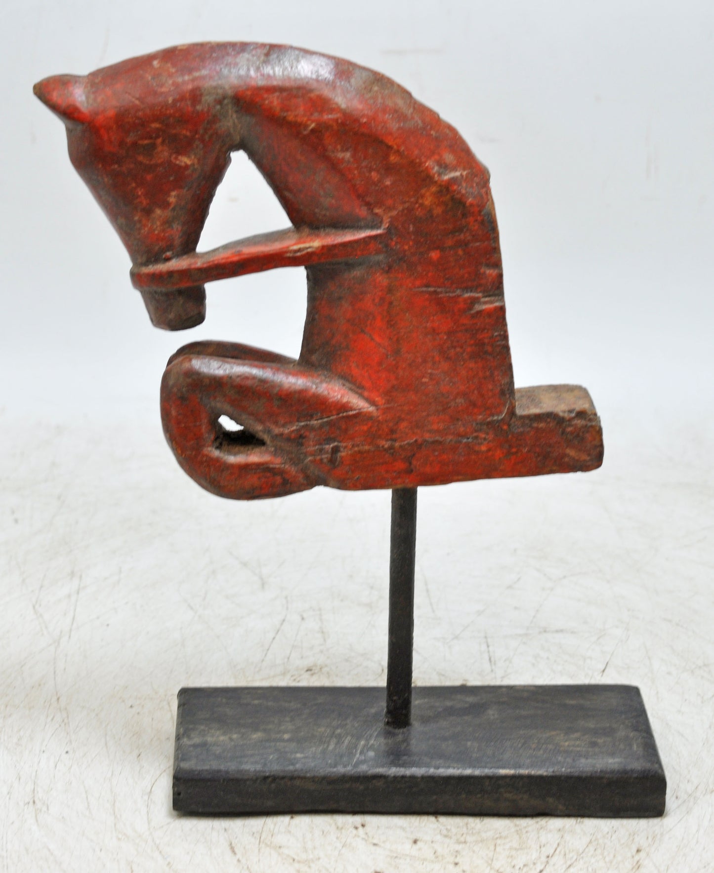 Antique Wooden Horse Head Figurine Original Old Hand Carved