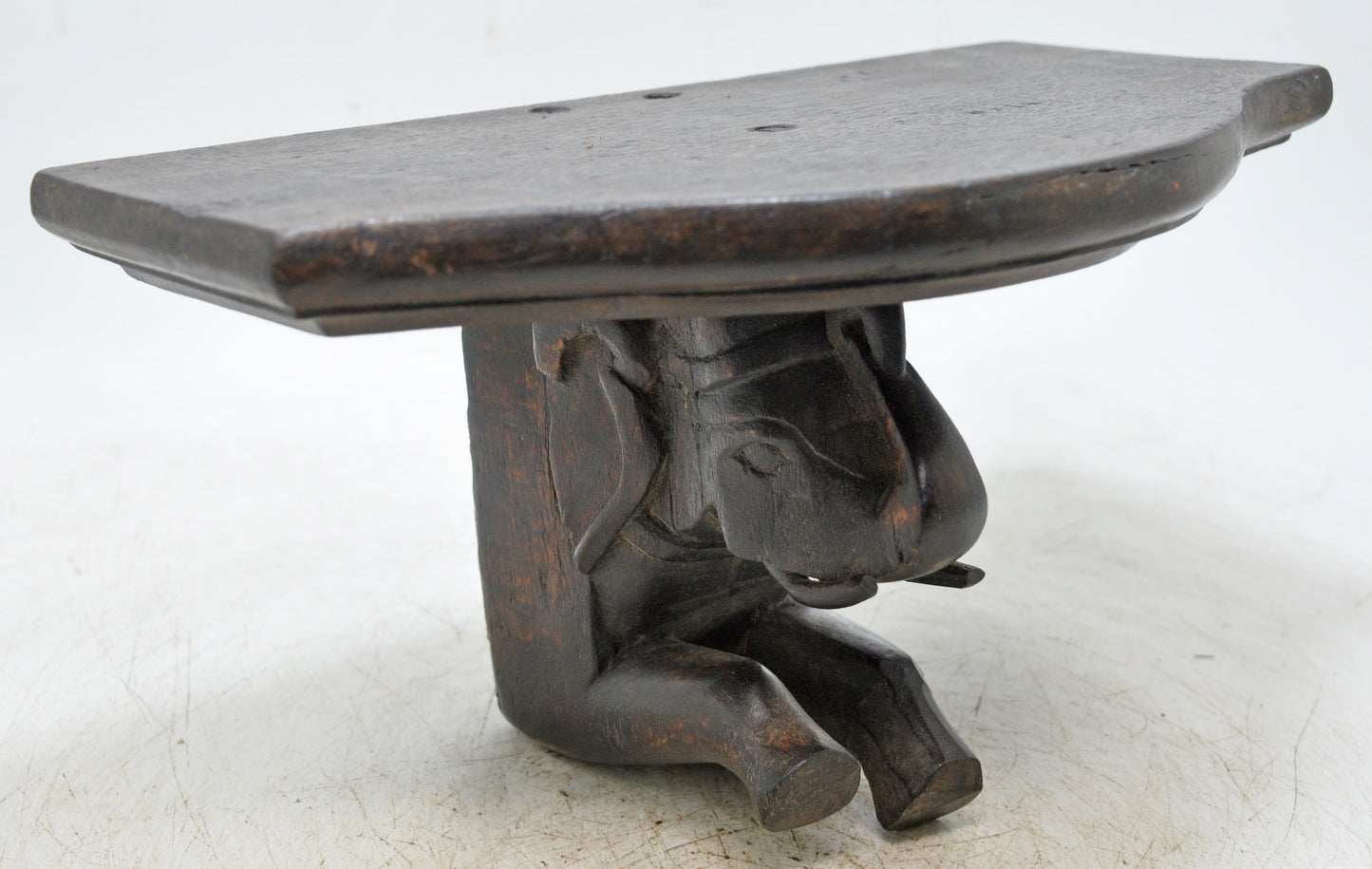 Vintage Wooden Elephant Design Wall Hanging Shelf Original Old Hand Carved