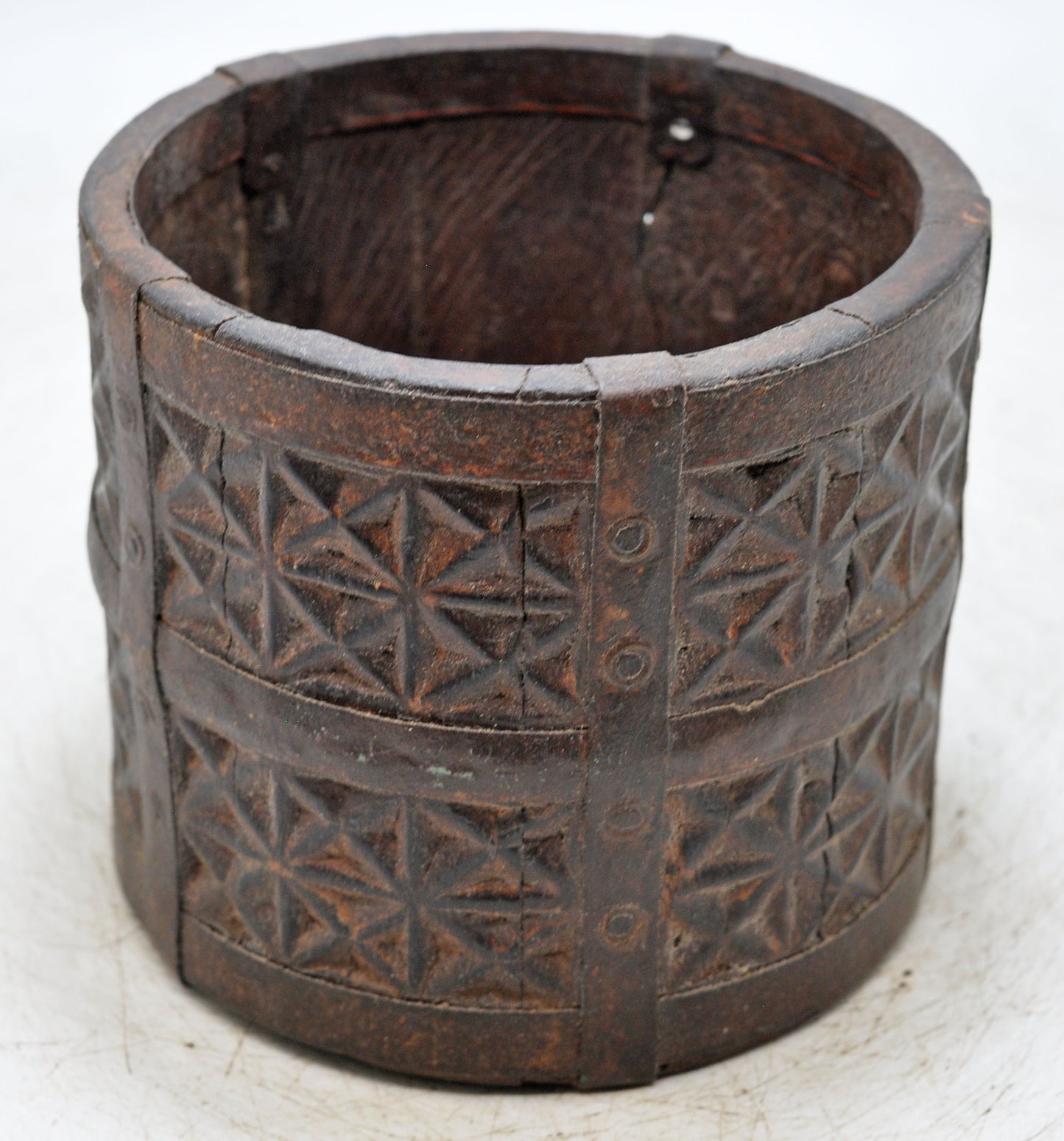 Vintage Wooden Kitchenware Grain Measurement Paili Pot Original Old Hand Carved