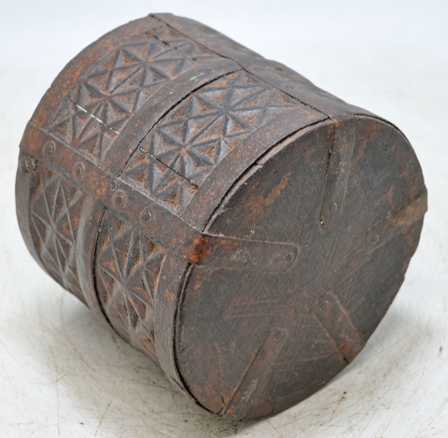Vintage Wooden Kitchenware Grain Measurement Paili Pot Original Old Hand Carved