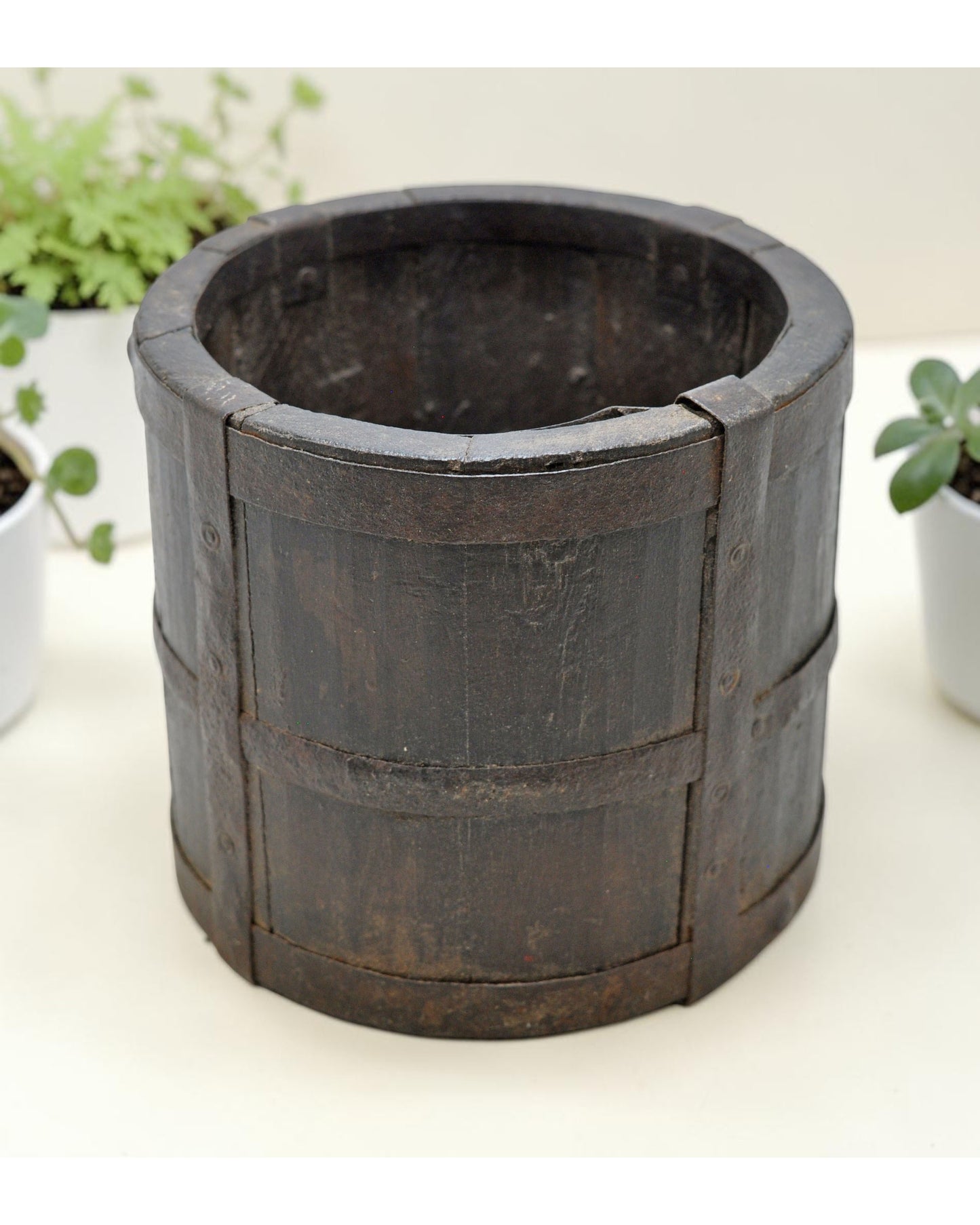Vintage Wooden Kitchenware Grain Measurement Paili Pot Original Old Hand Carved