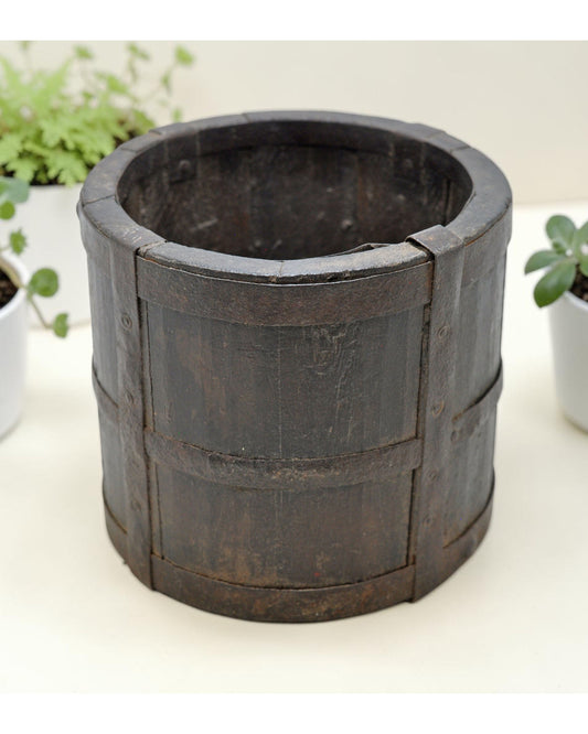 Vintage Wooden Kitchenware Grain Measurement Paili Pot Original Old Hand Carved