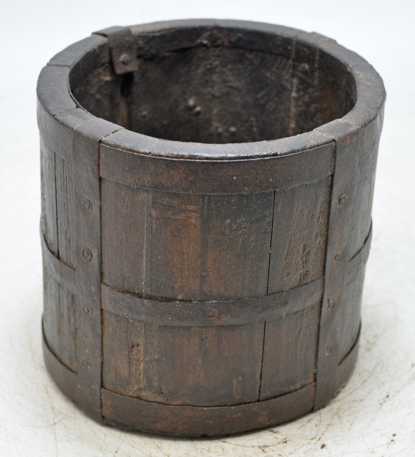 Vintage Wooden Kitchenware Grain Measurement Paili Pot Original Old Hand Carved