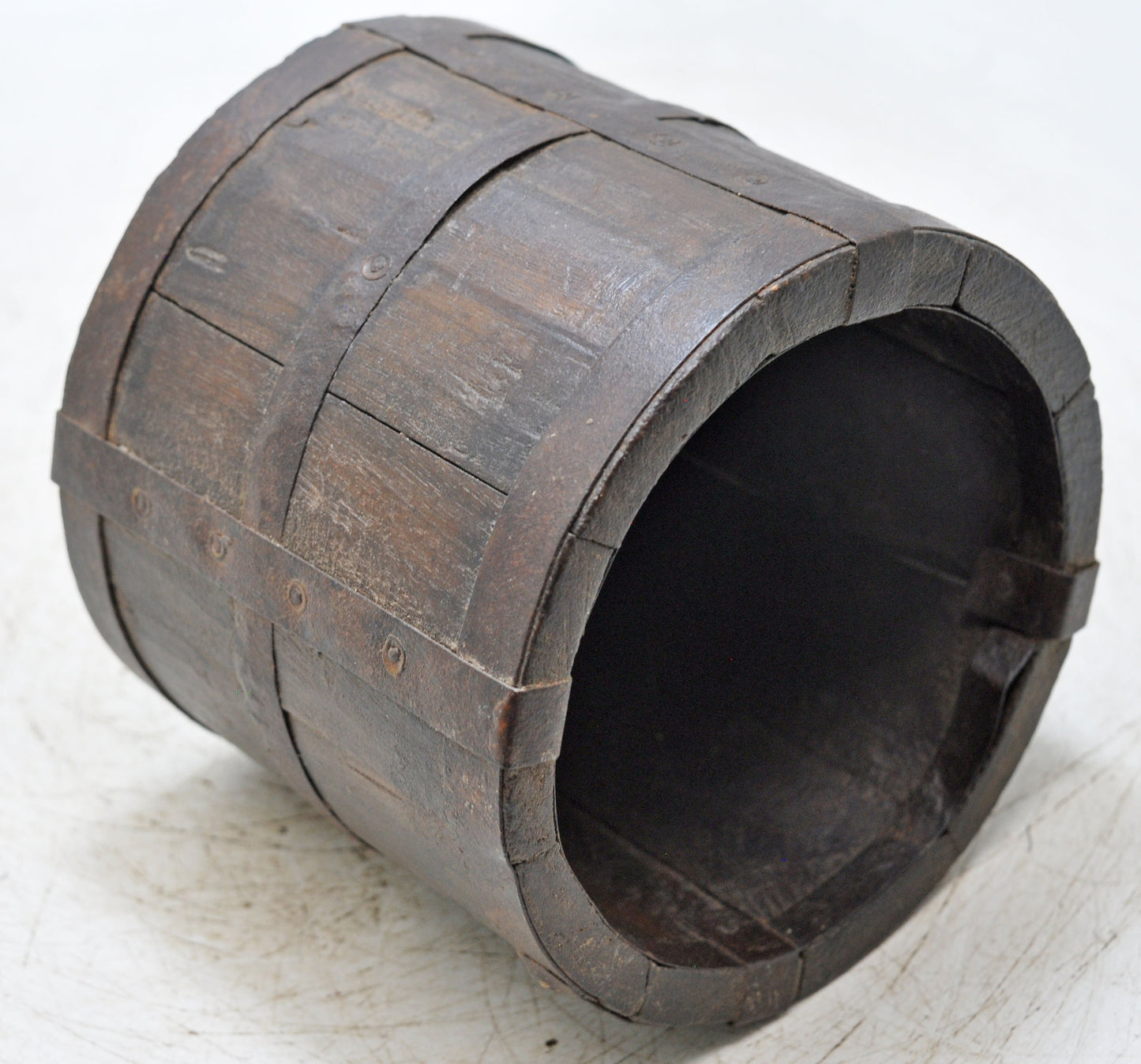 Vintage Wooden Kitchenware Grain Measurement Paili Pot Original Old Hand Carved