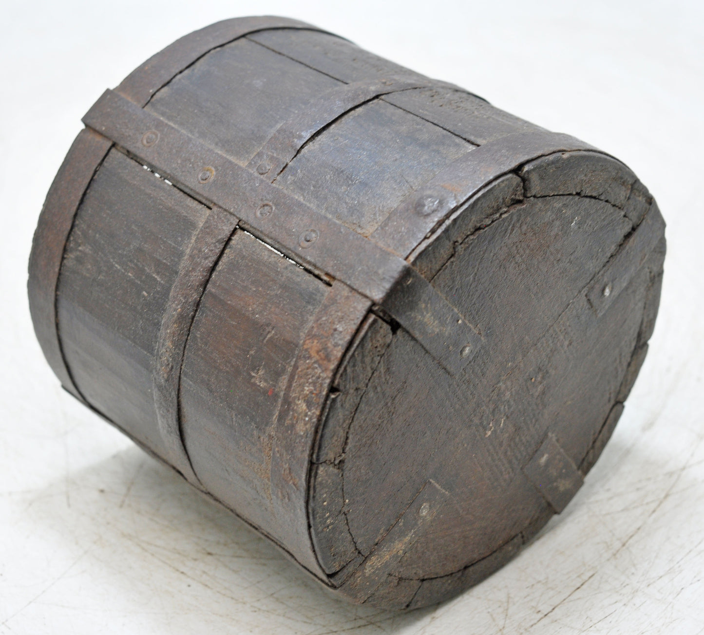 Vintage Wooden Kitchenware Grain Measurement Paili Pot Original Old Hand Carved
