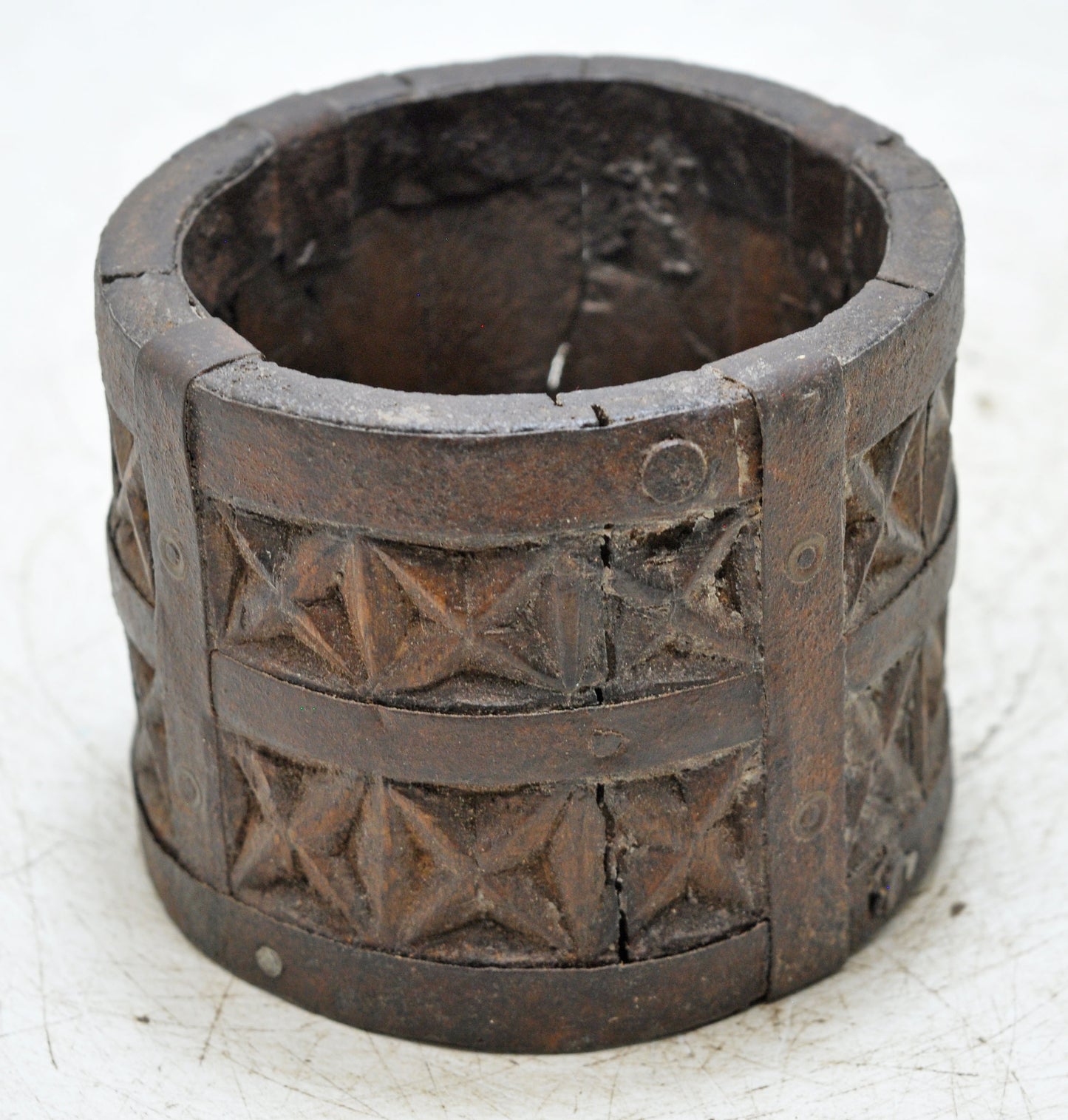 Vintage Wooden Kitchenware Grain Measurement Paili Pot Original Old Hand Carved