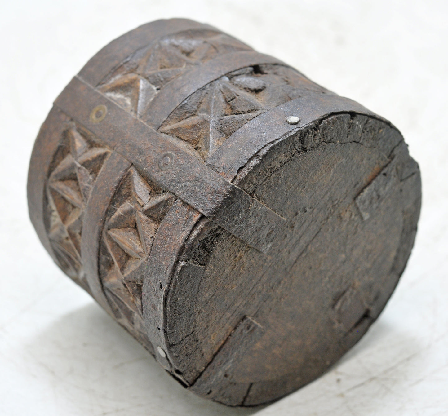 Vintage Wooden Kitchenware Grain Measurement Paili Pot Original Old Hand Carved