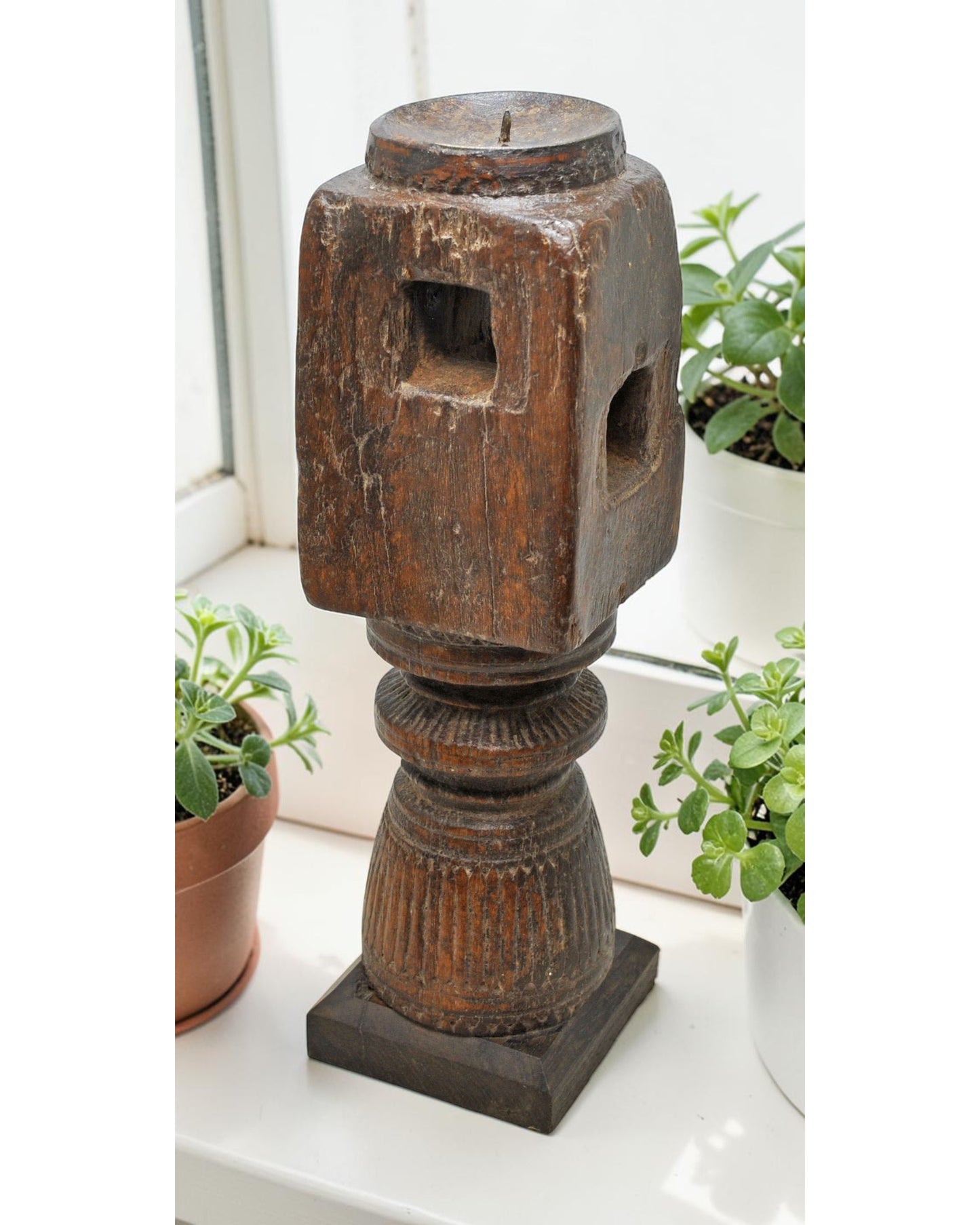 Antique Wooden Paga Candle Holder Stand Original Old Hand Carved