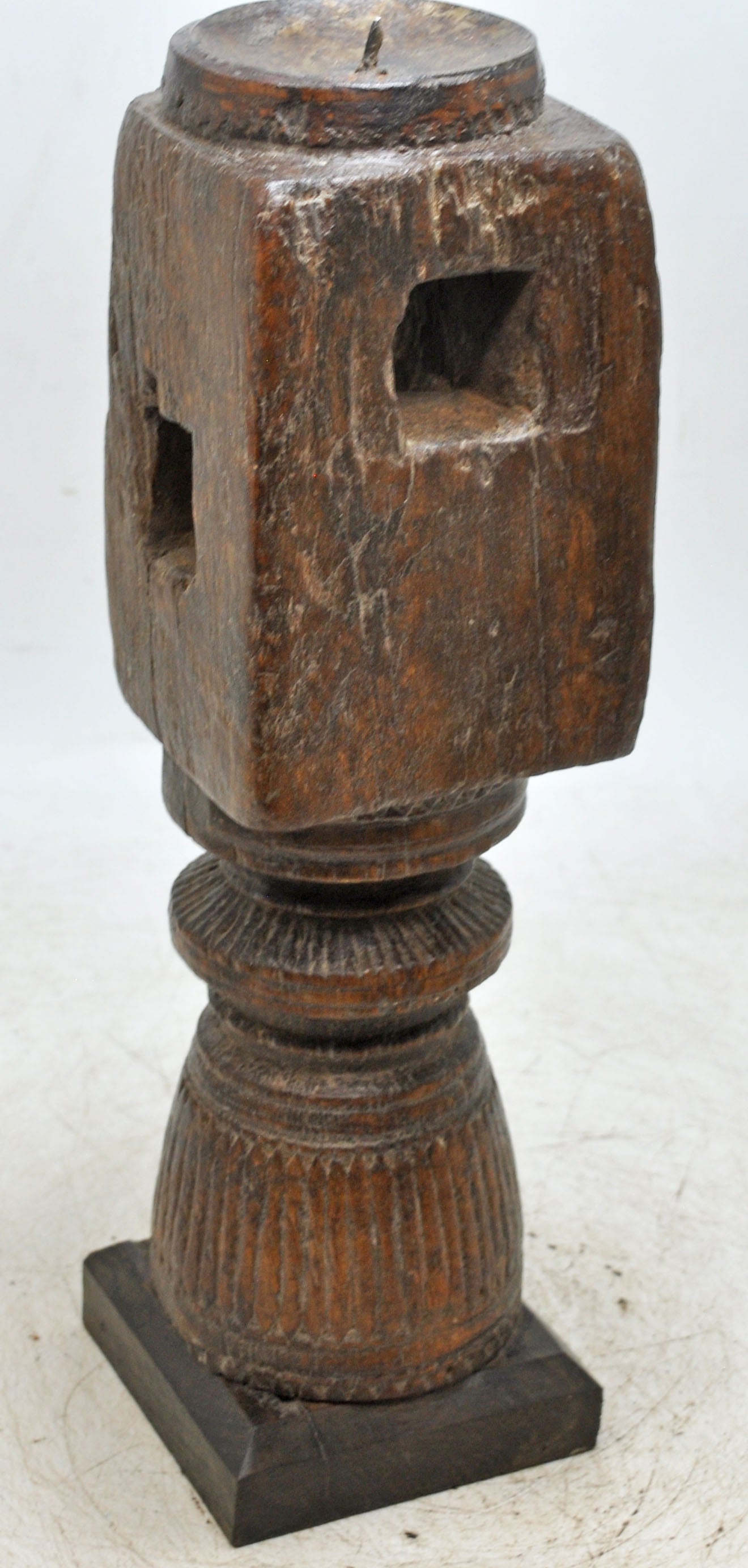 Antique Wooden Paga Candle Holder Stand Original Old Hand Carved
