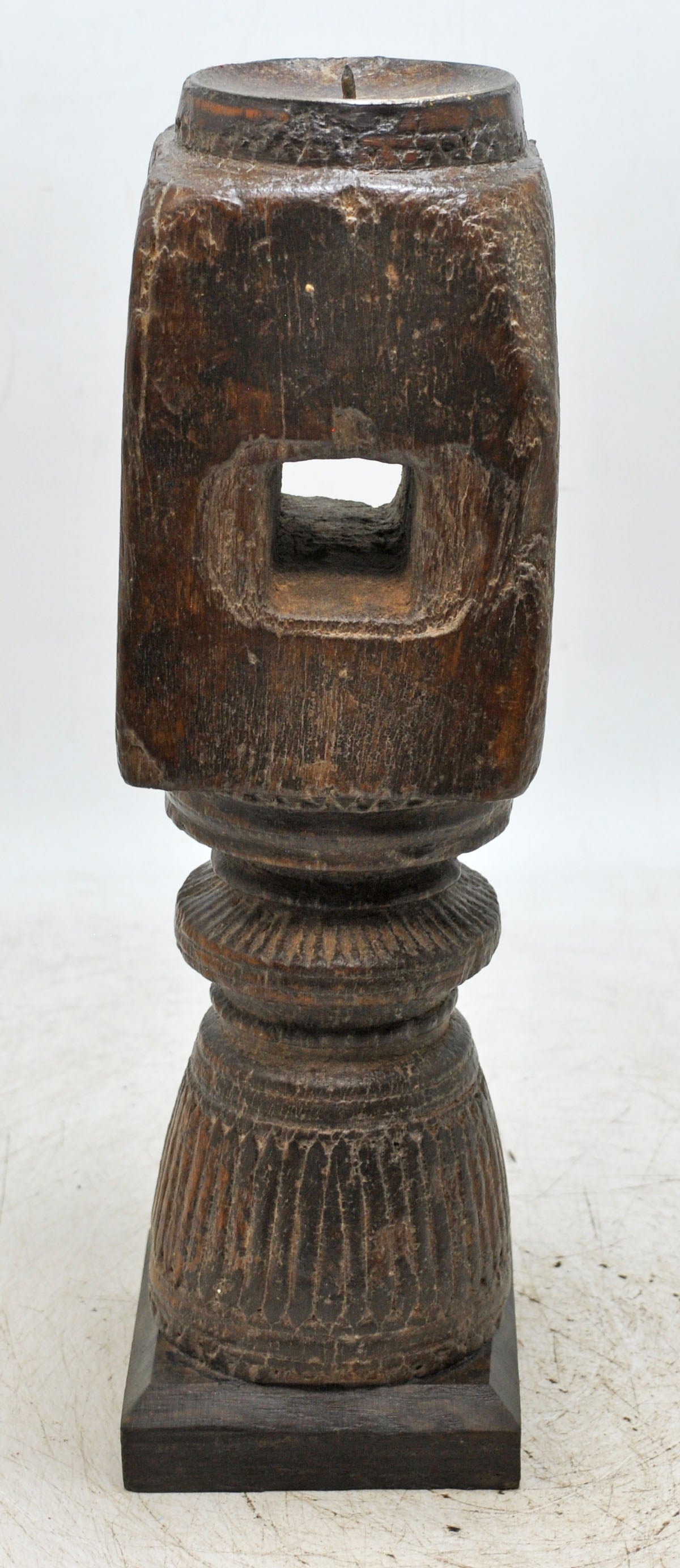 Antique Wooden Paga Candle Holder Stand Original Old Hand Carved