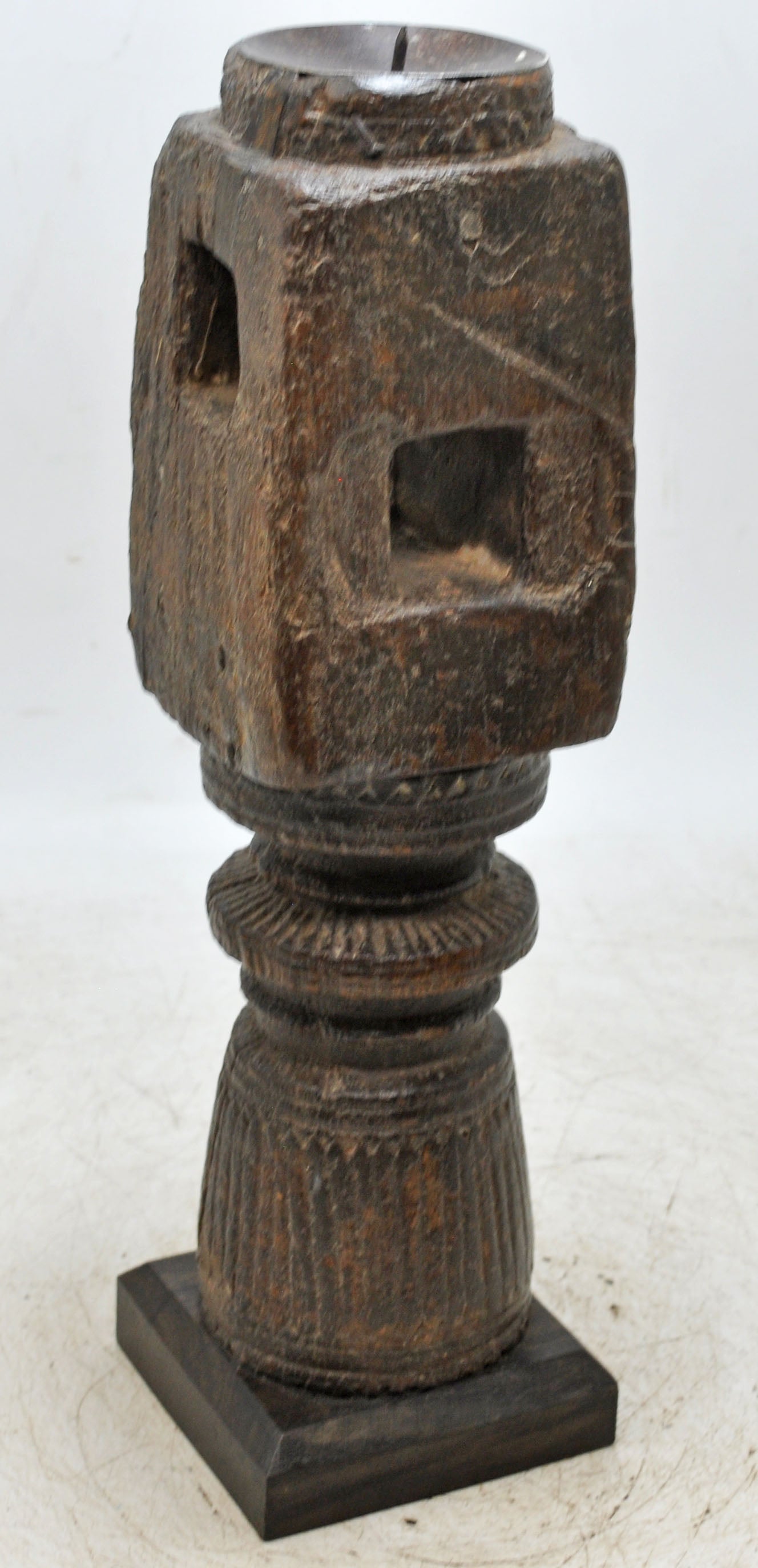 Antique Wooden Paga Candle Holder Stand Original Old Hand Carved