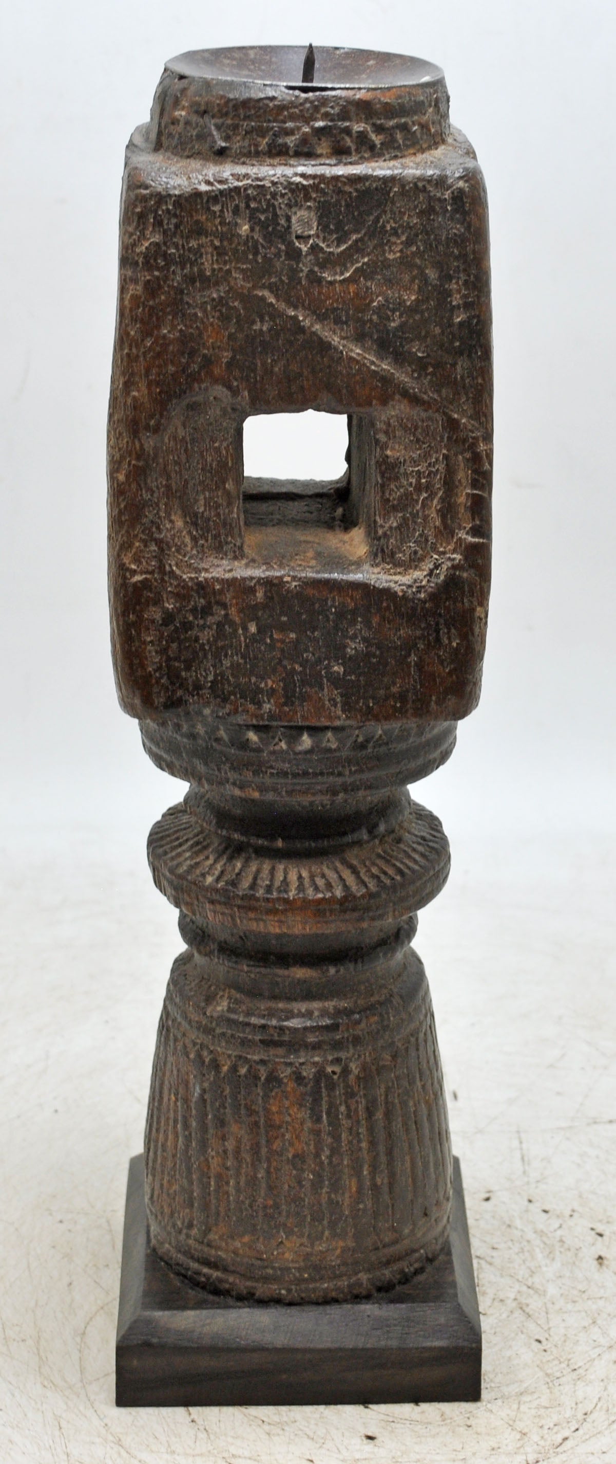Antique Wooden Paga Candle Holder Stand Original Old Hand Carved