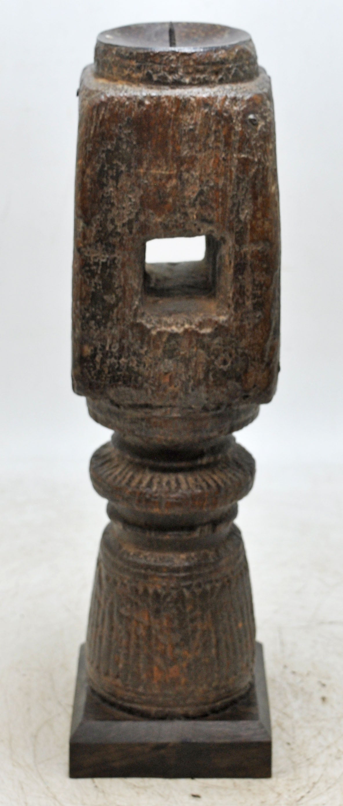 Antique Wooden Paga Candle Holder Stand Original Old Hand Carved