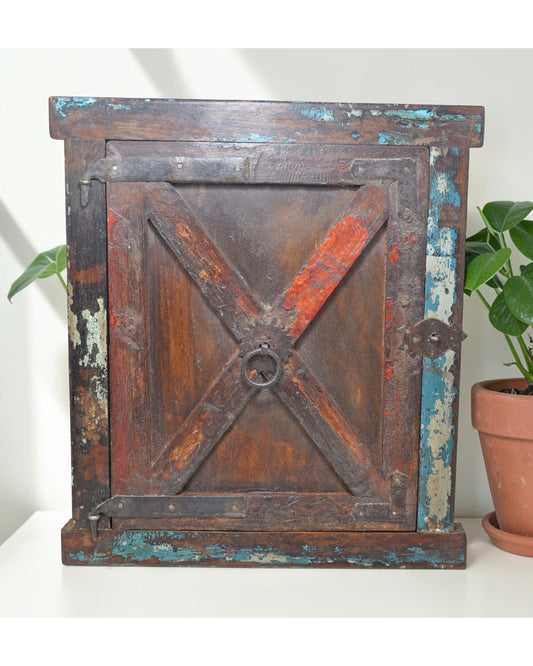 Antique Wooden Wall Décor Window Panel Frame Original Old Hand Crafted