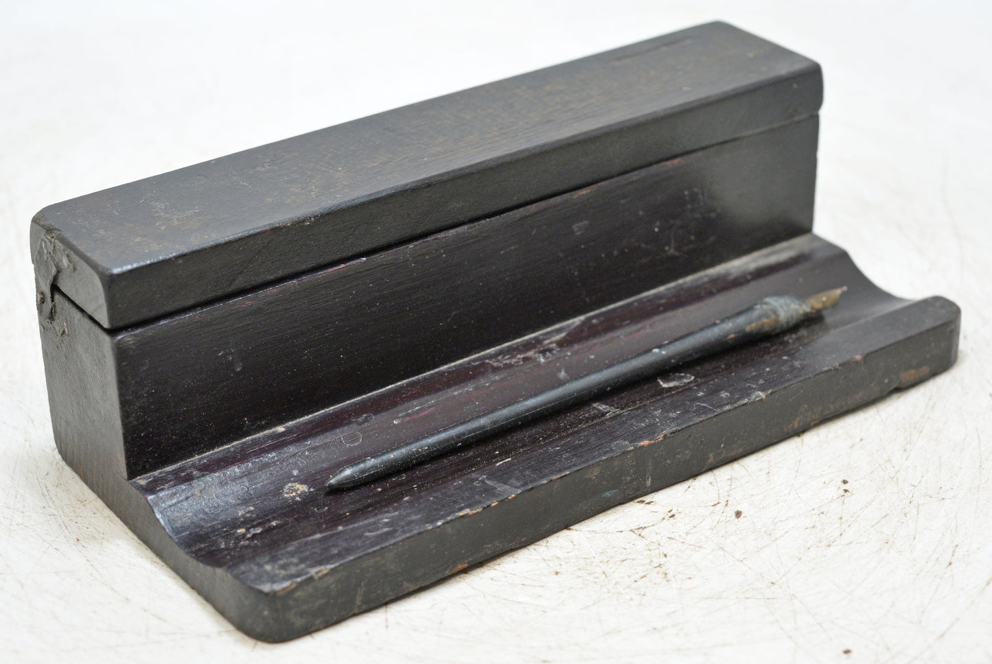 Antique Wooden Pen and Ink Pots Stand Original Old Hand Crafted