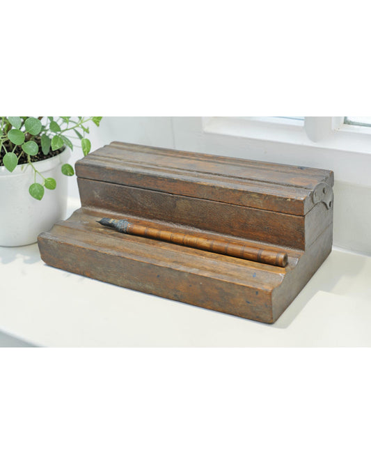 Antique Wooden Pen and Ink Pots Stand Original Old Hand Crafted