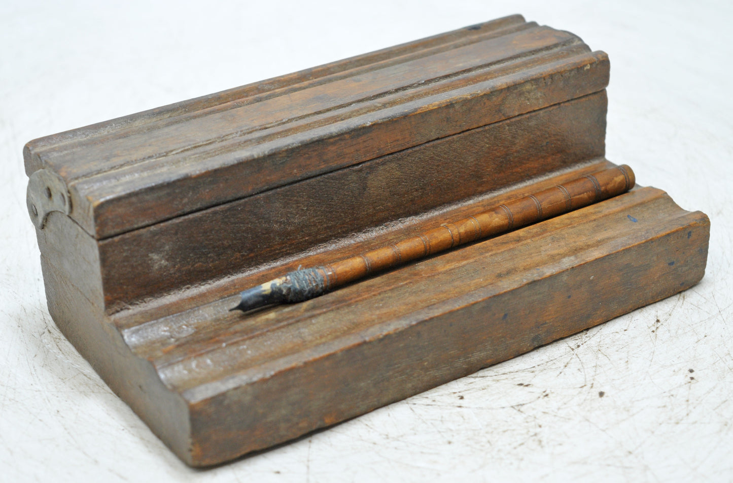 Antique Wooden Pen and Ink Pots Stand Original Old Hand Crafted