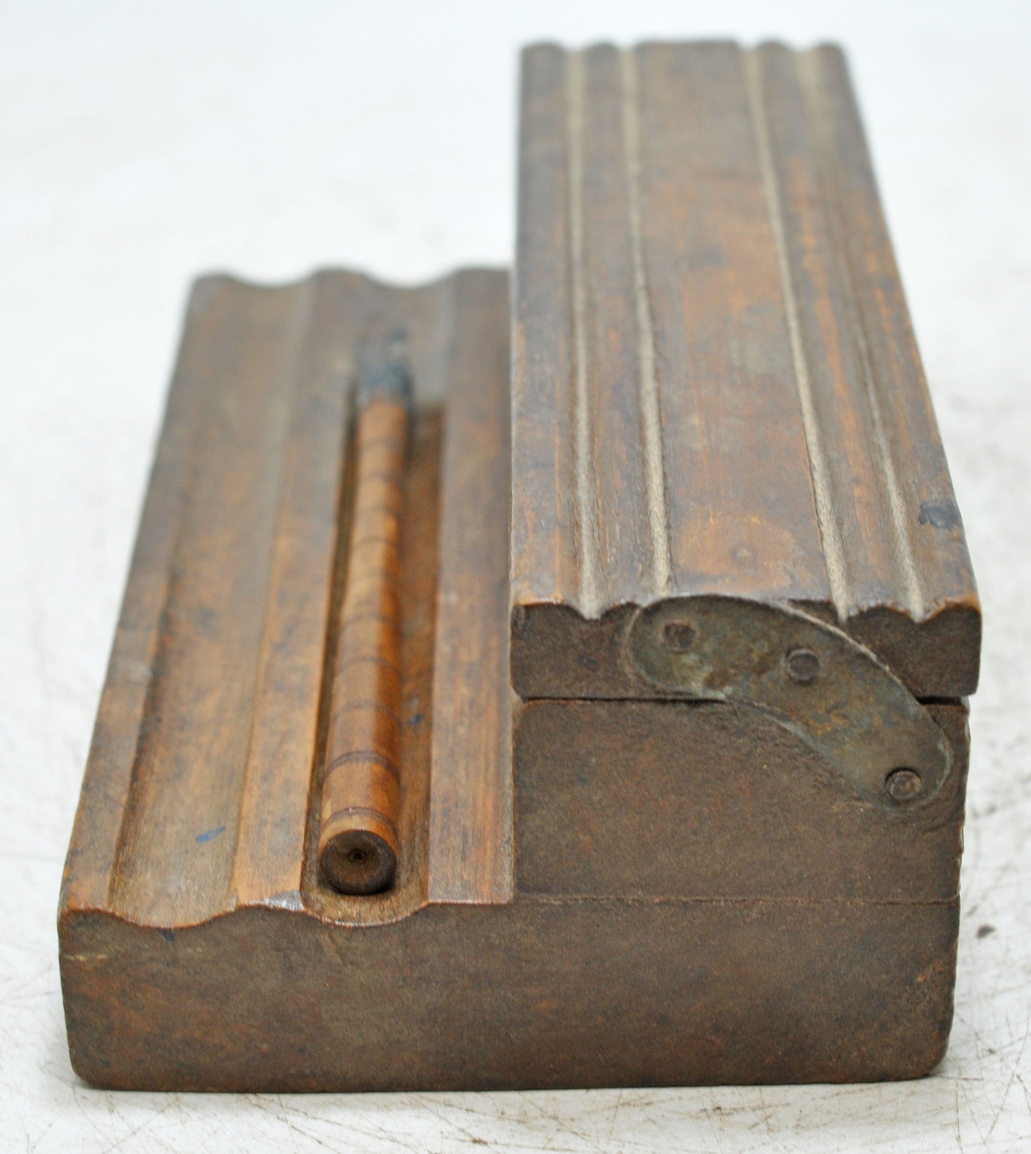 Antique Wooden Pen and Ink Pots Stand Original Old Hand Crafted