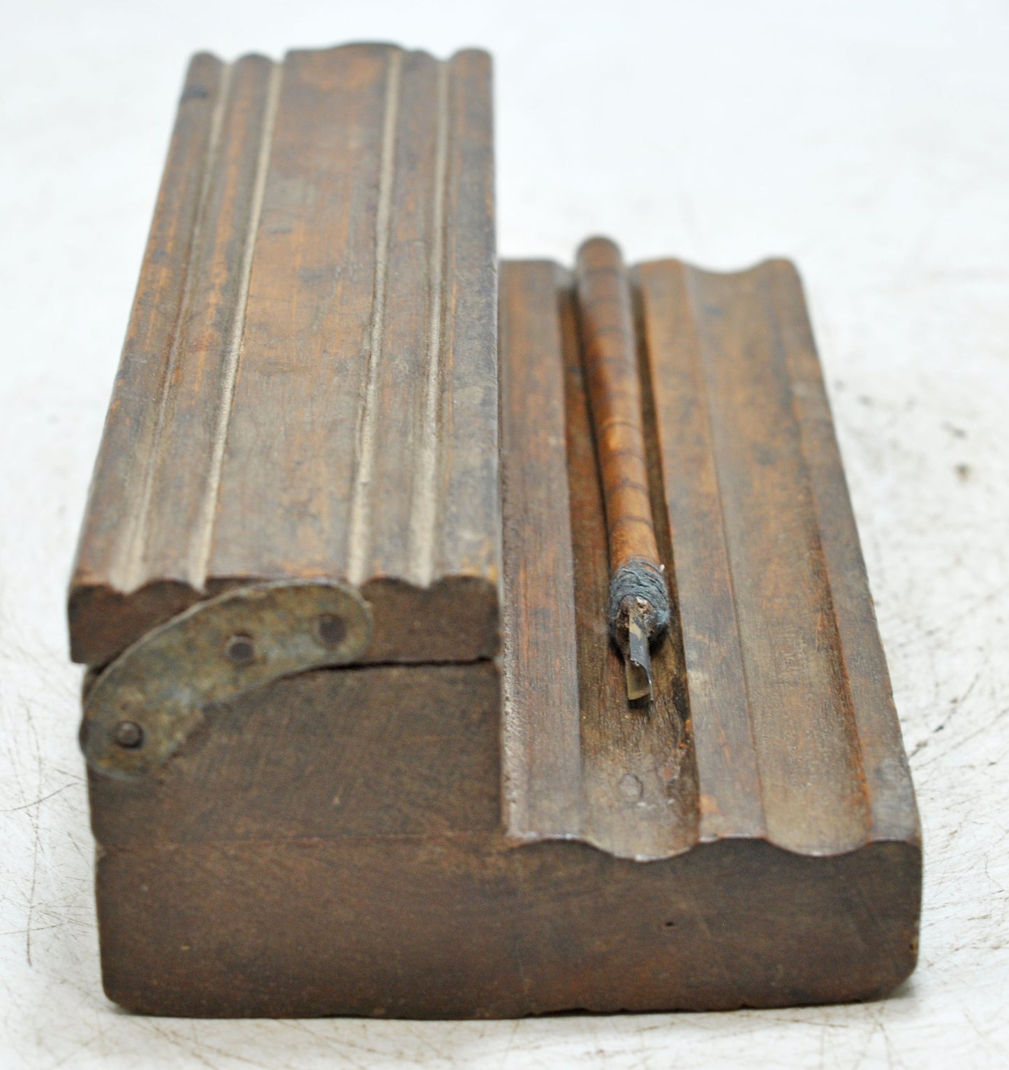 Antique Wooden Pen and Ink Pots Stand Original Old Hand Crafted