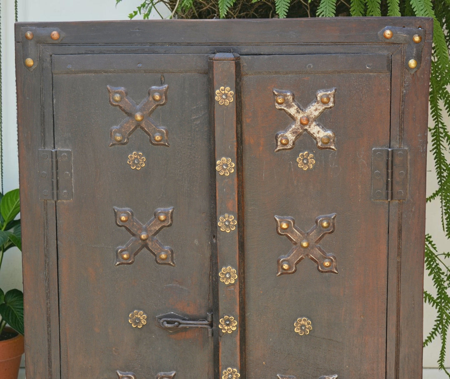 Antique Wooden Wall Décor Window Panel Frame Original Old Fine Metal Fitted
