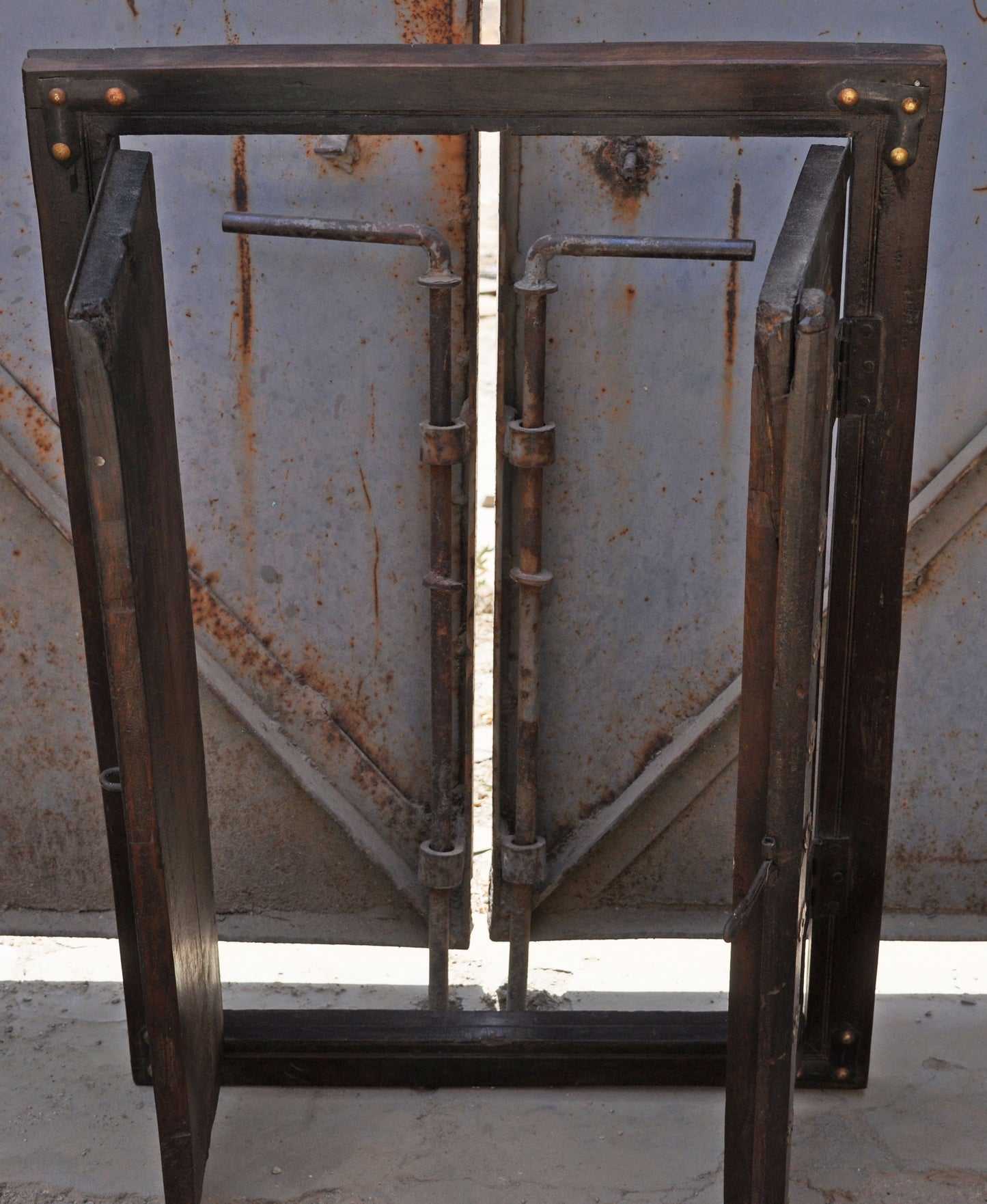 Antique Wooden Wall Décor Window Panel Frame Original Old Fine Metal Fitted