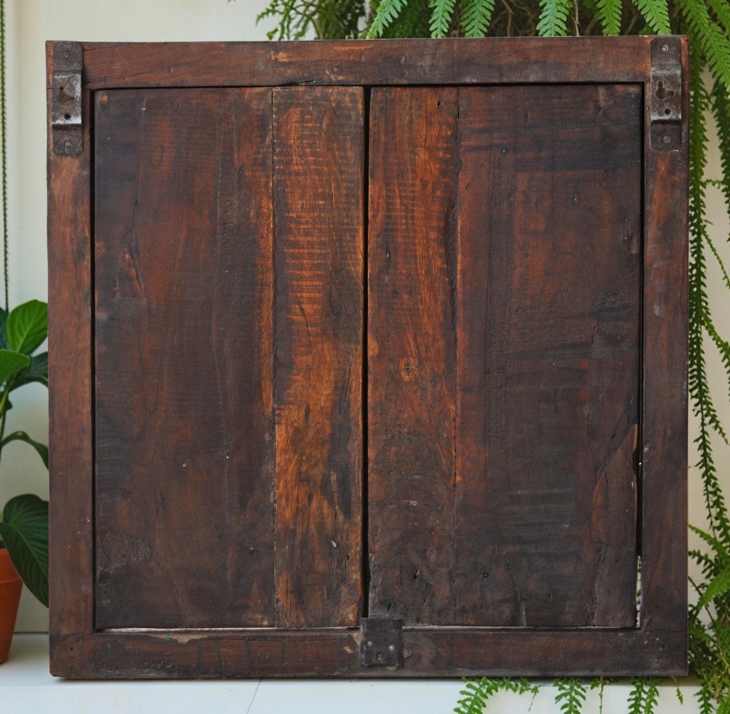 Antique Wooden Wall Décor Window Panel Frame Original Old Fine Squares Design