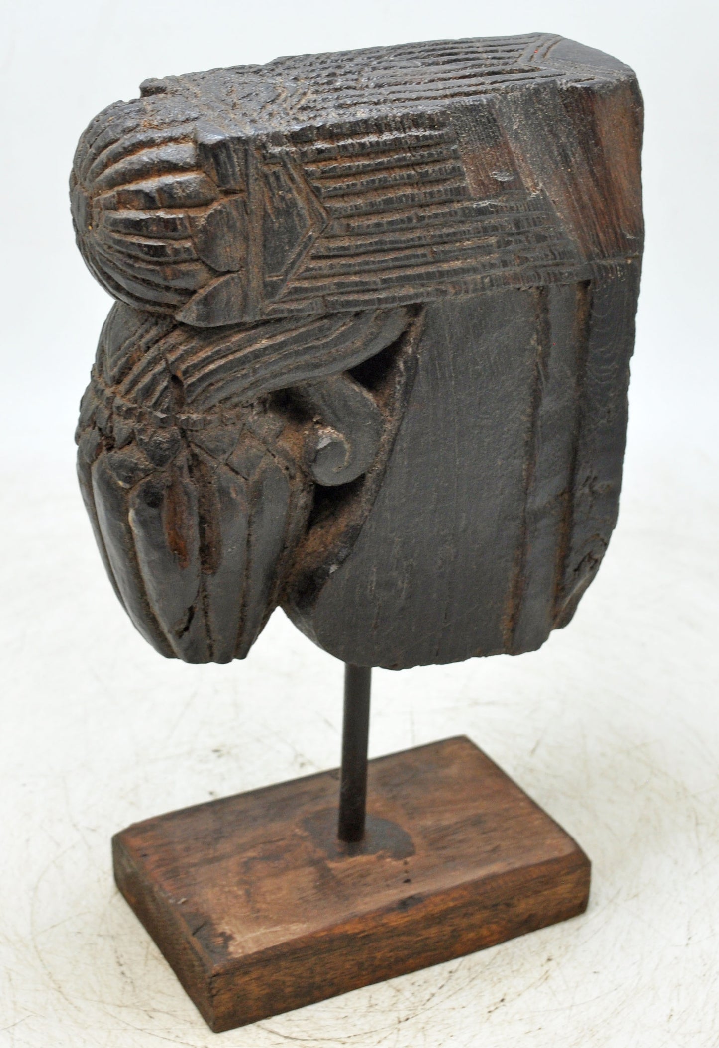 Antique Wooden Bracket Carving on Stand Original Old Hand Carved