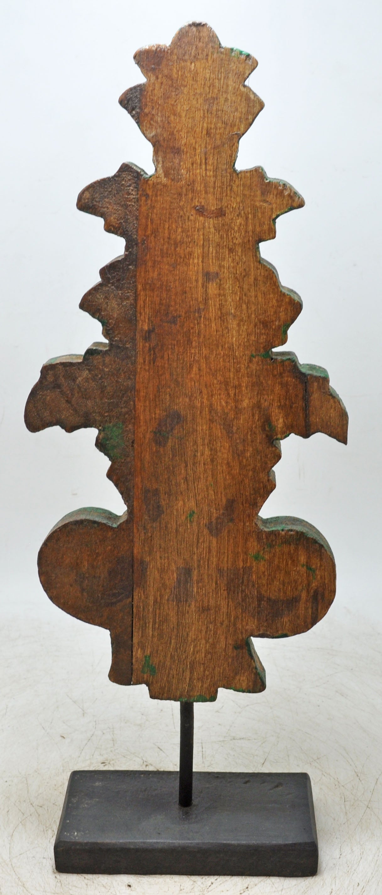 Fine Hand Carved Wooden Flower Carving Panel Plaque Rustic Painted Green